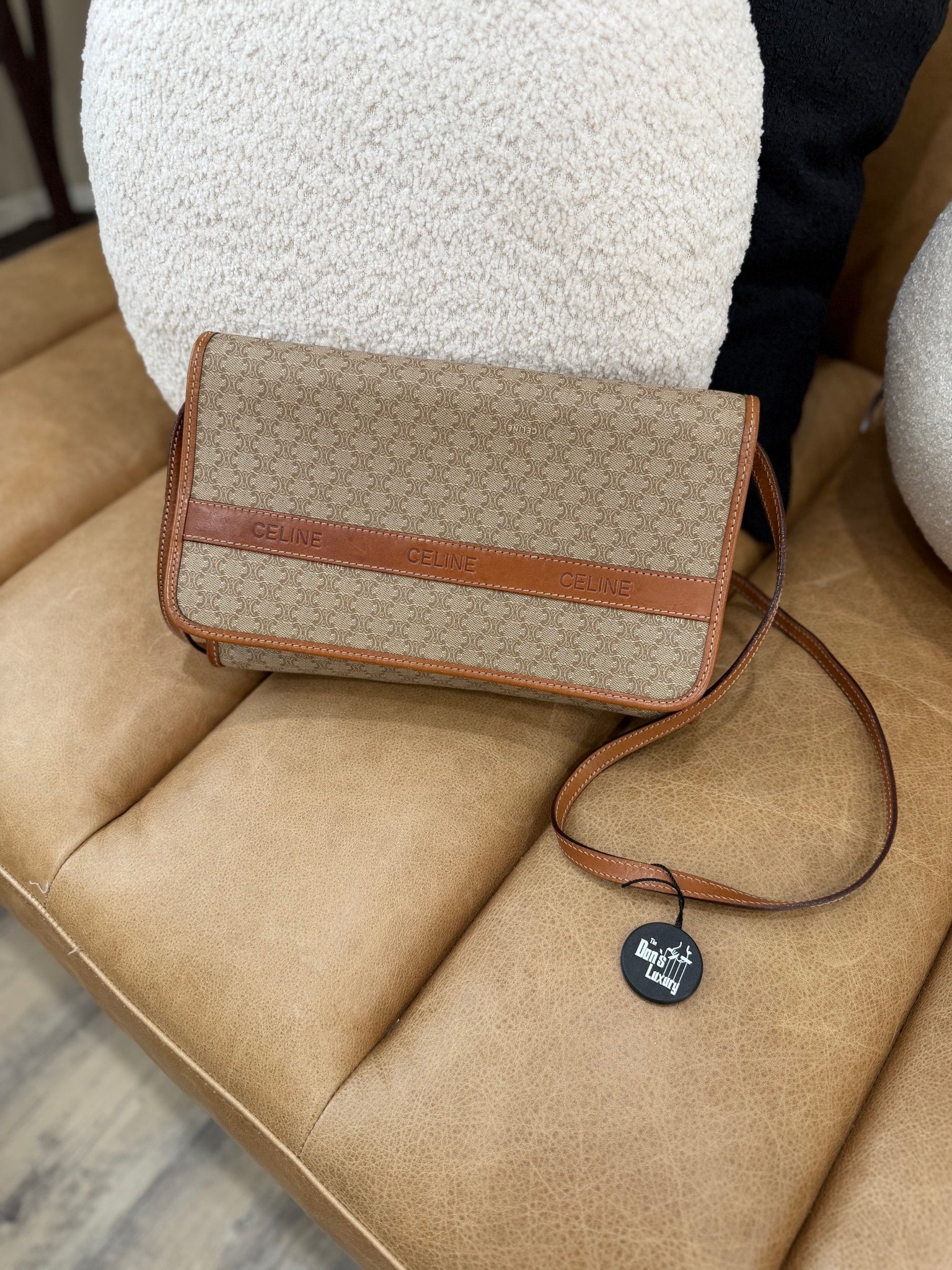 Celine Vintage Macadam Coated Canvas Crossbody Bag