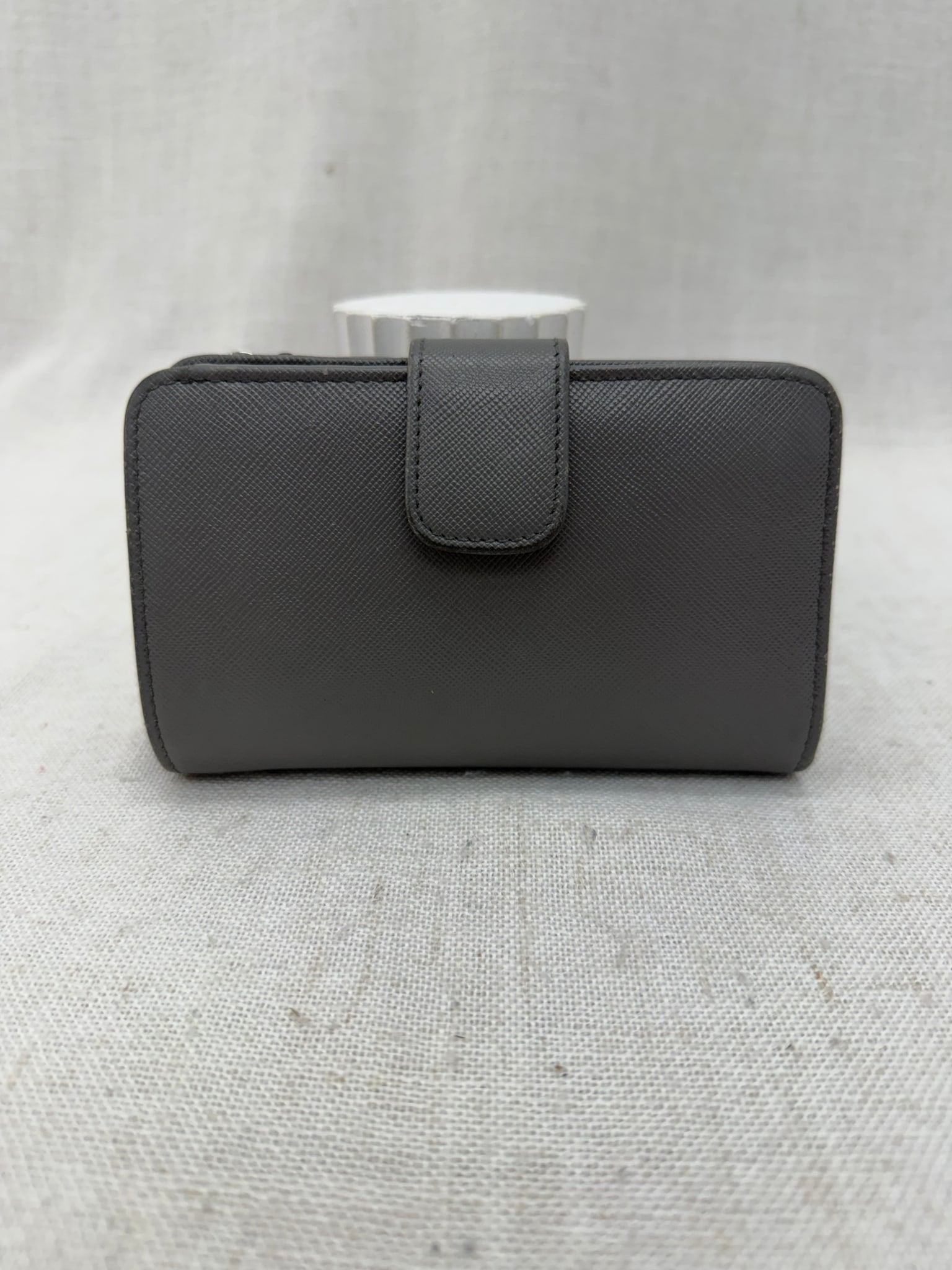 Prada Gray Saffiano Leather Compact Wallet
