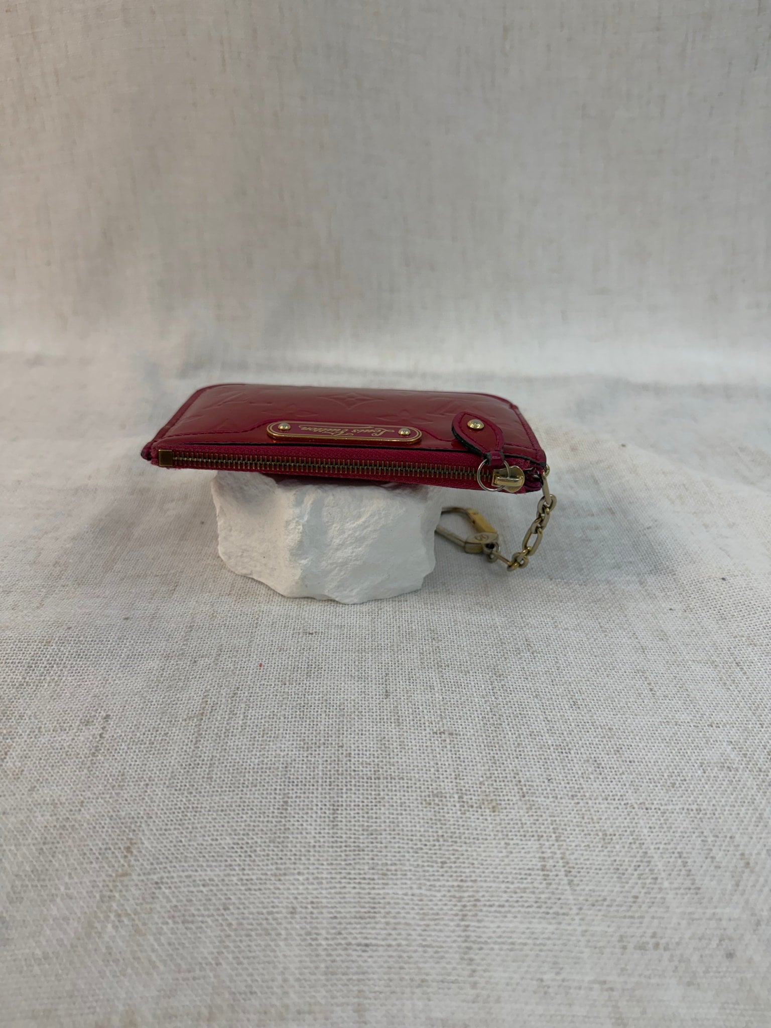 Louis Vuitton Red Patent Leather Pochette Key Ring