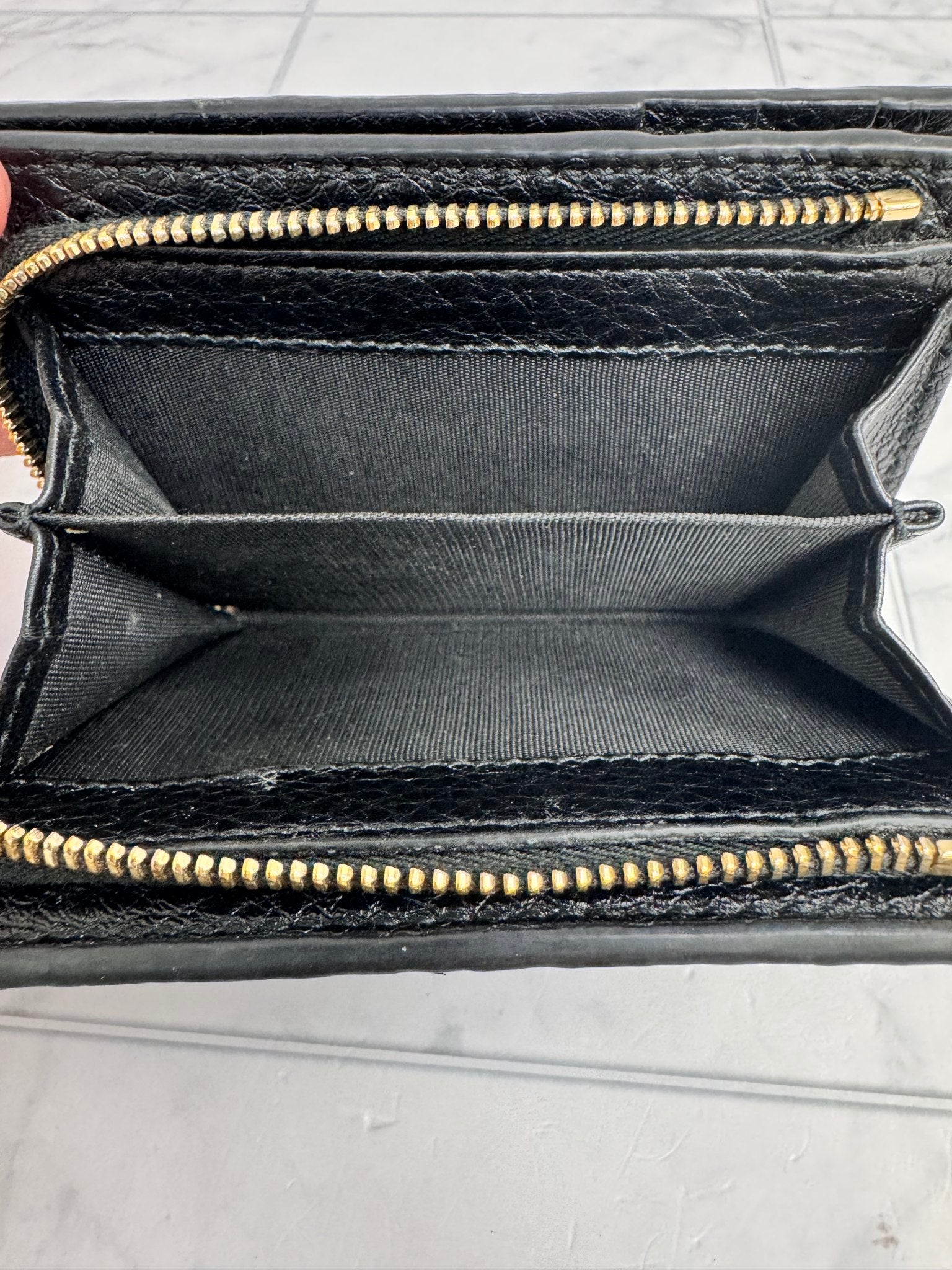 Gucci Black GG Embossed Leather Compact Wallet