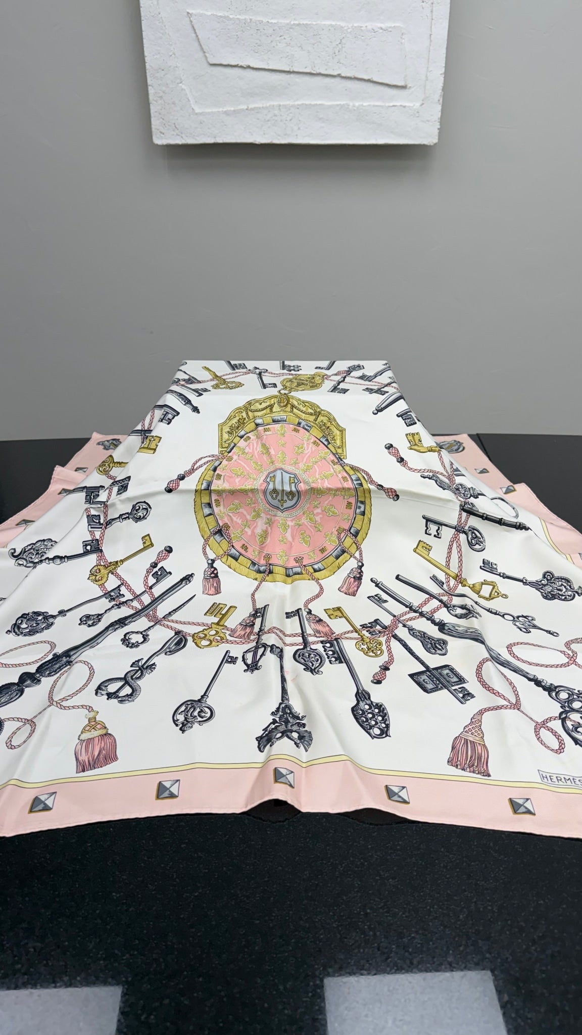 Hermes Pink Silk Les Cles Scarf 