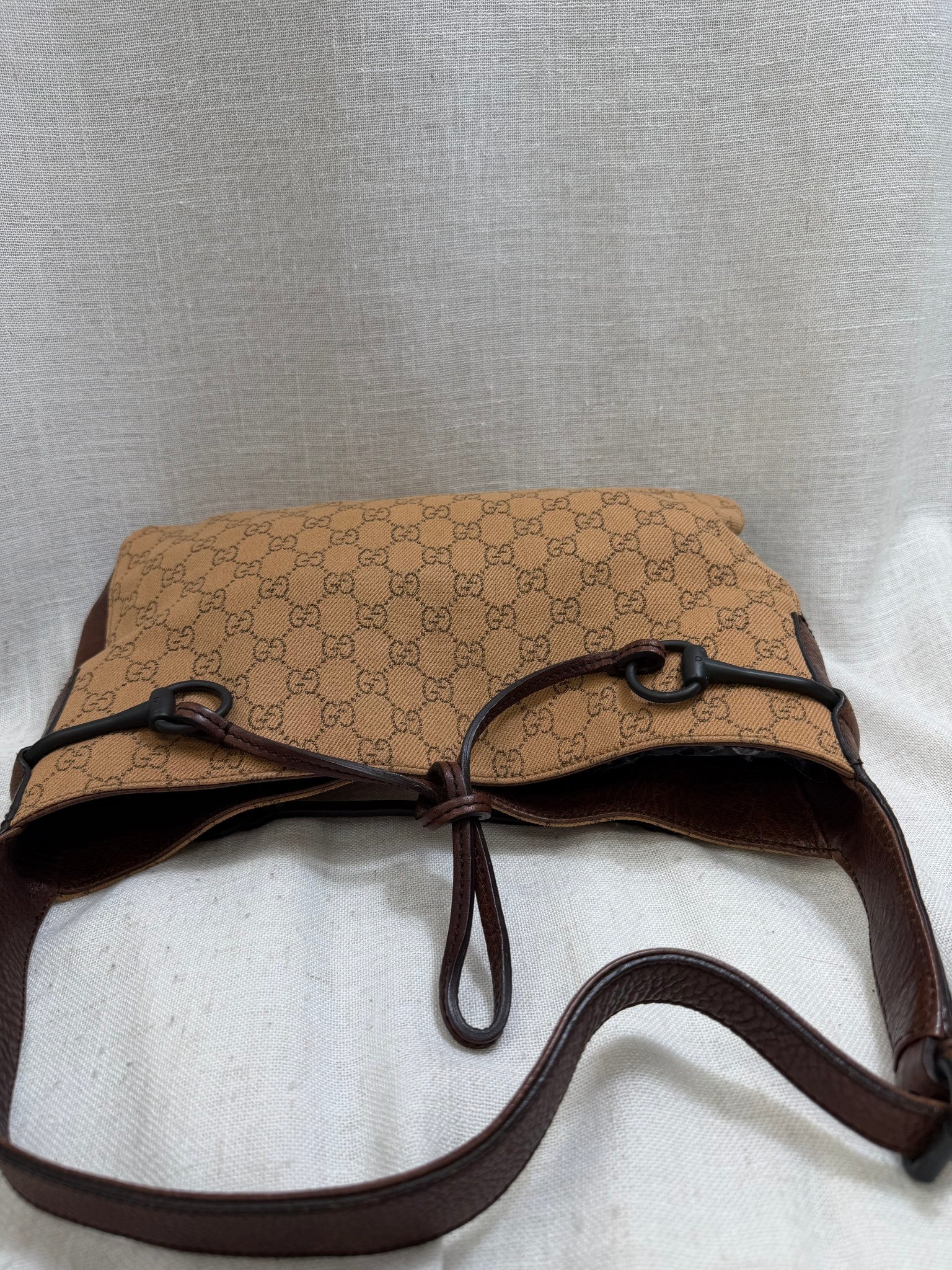 Gucci Brown GG Canvas Horsebit Shoulder Bag