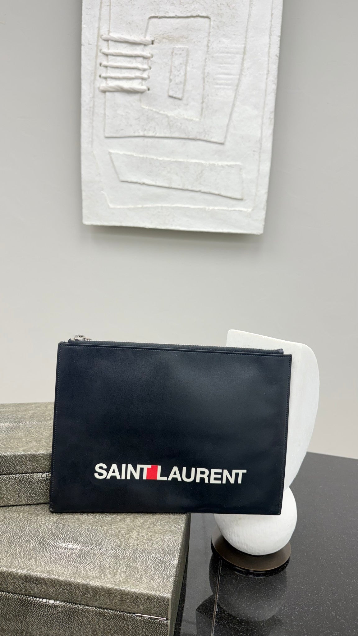Saint Laurent YSL Black Leather Clutch