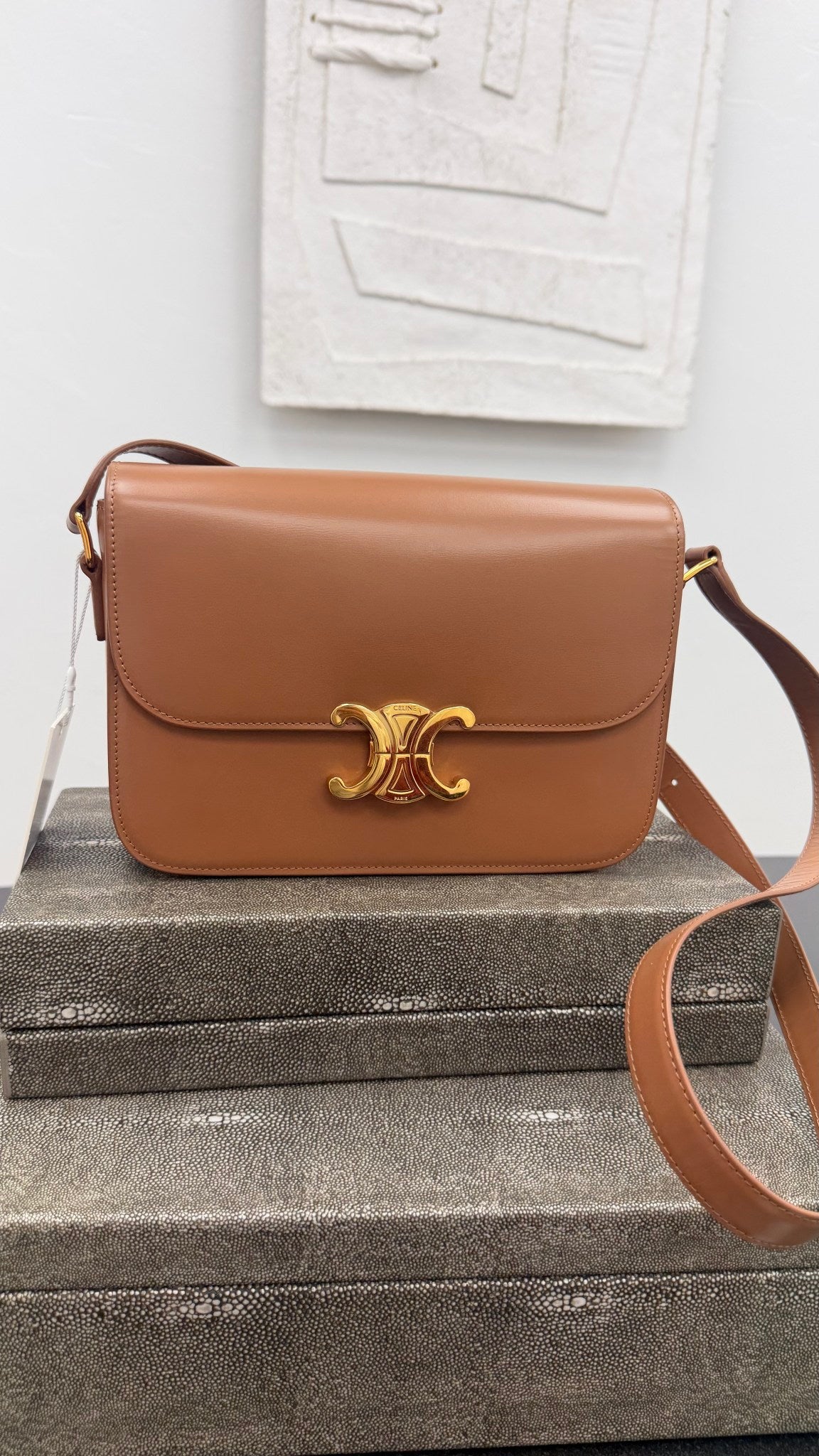 LIKE NEW - Celine Brown Leather Classique Triomphe Crossbody Bag 