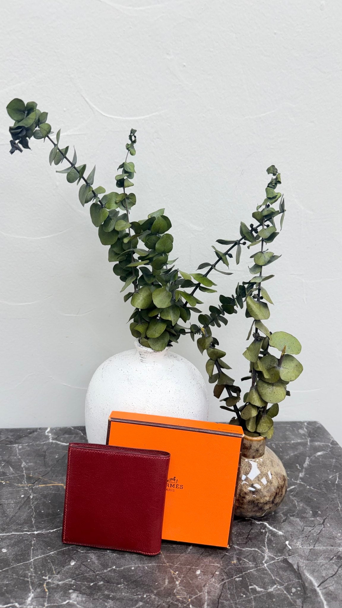 Hermes Burgundy Leather Bifold Wallet