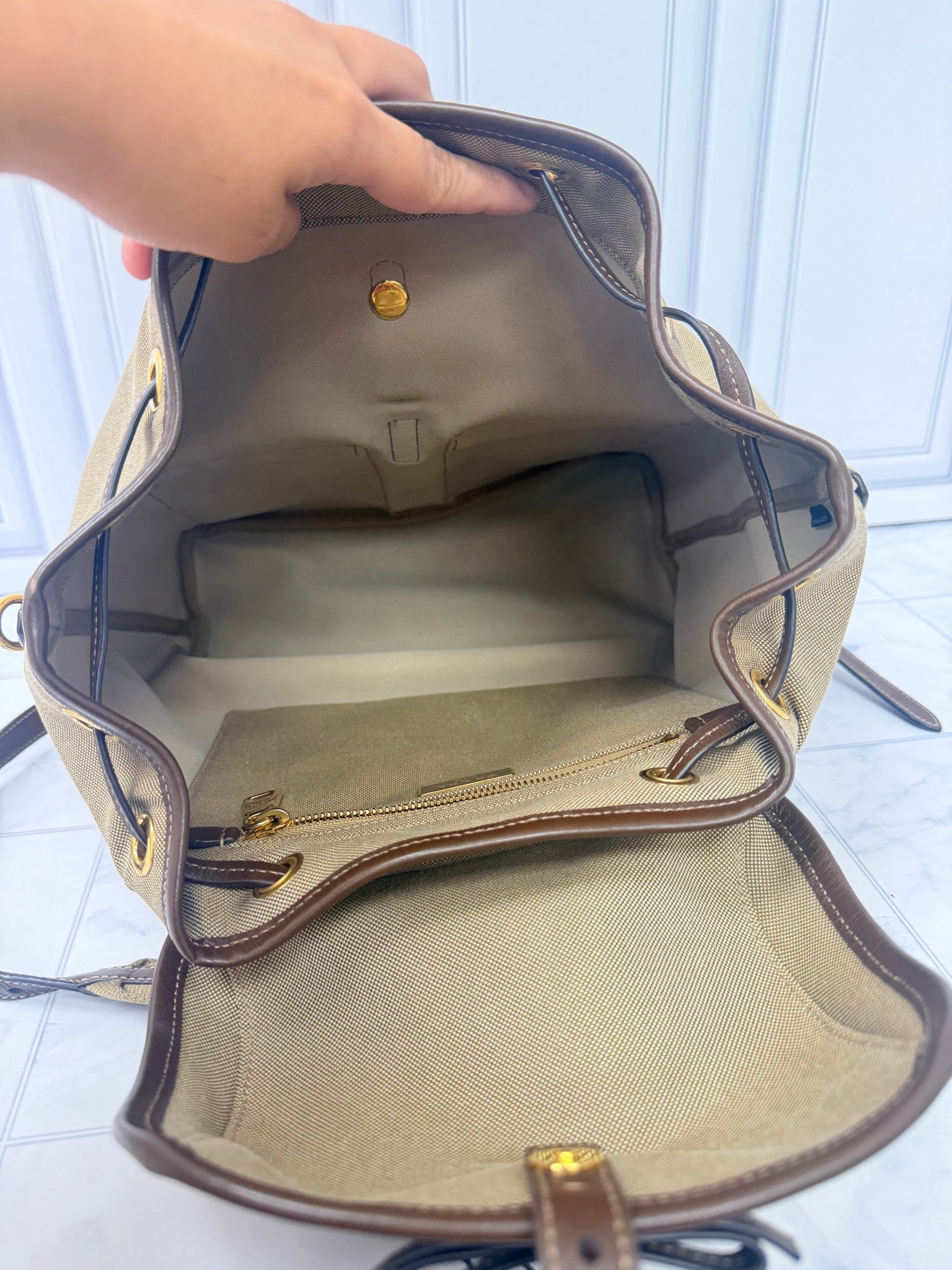 Prada Beige Canvas Milano Backpack 