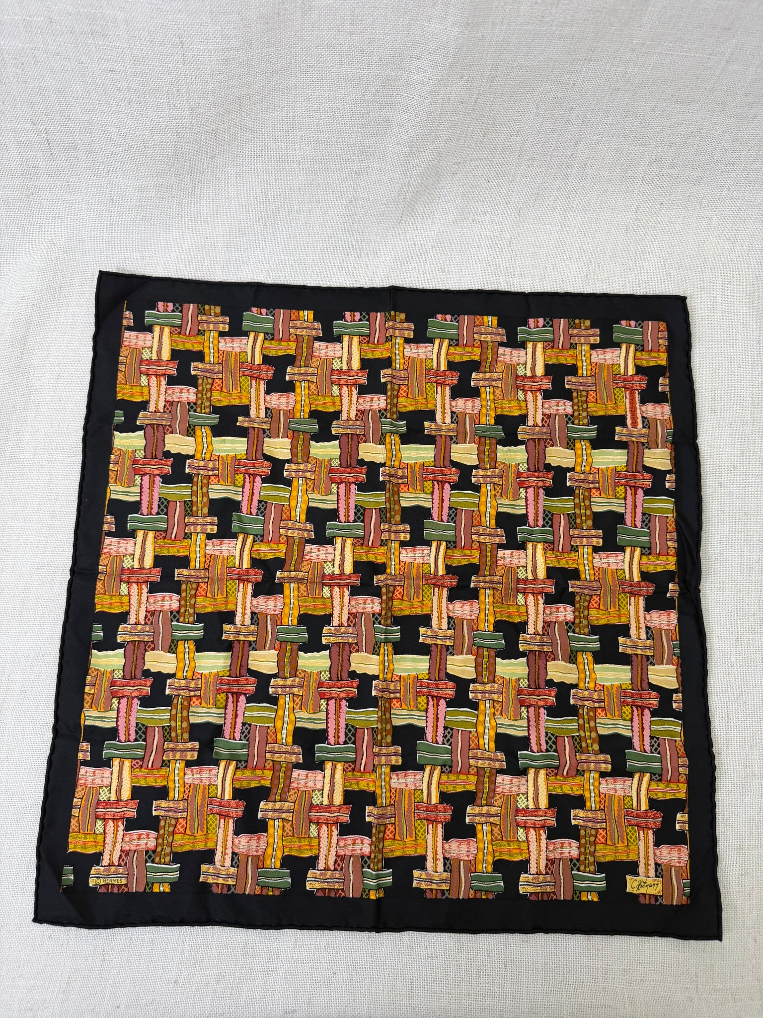 Hermes Multicolor Bolduc Au Carre Silk gavroche Scarf