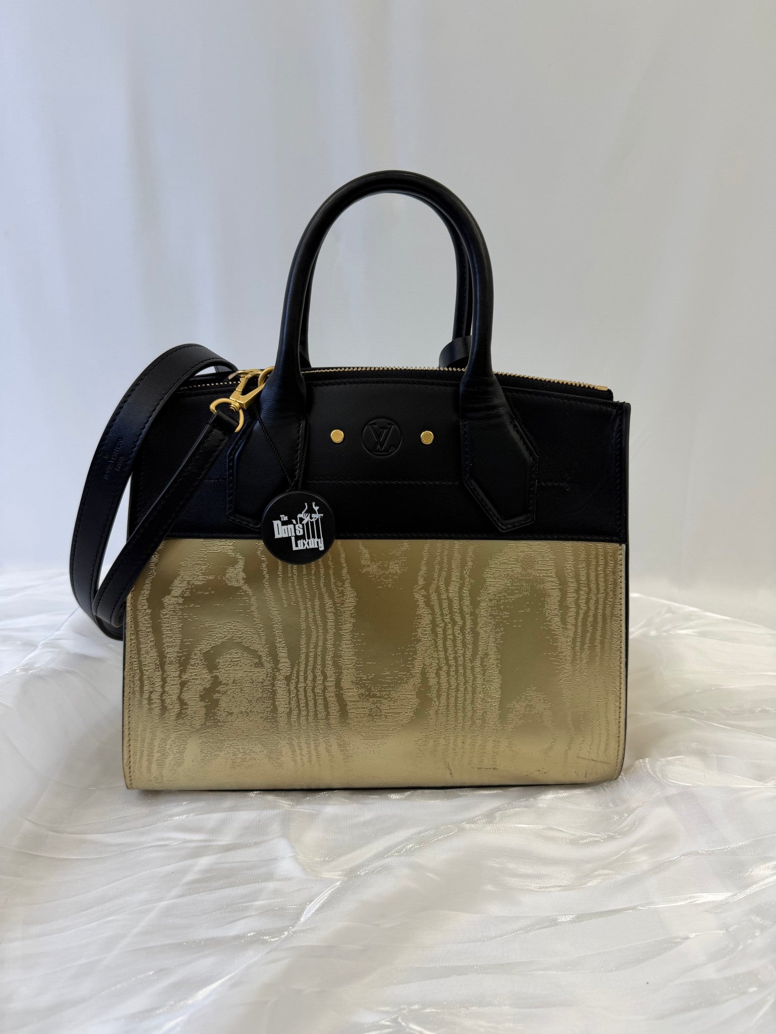 Louis Vuitton Gold And Black Leather City Steamer PM Bag