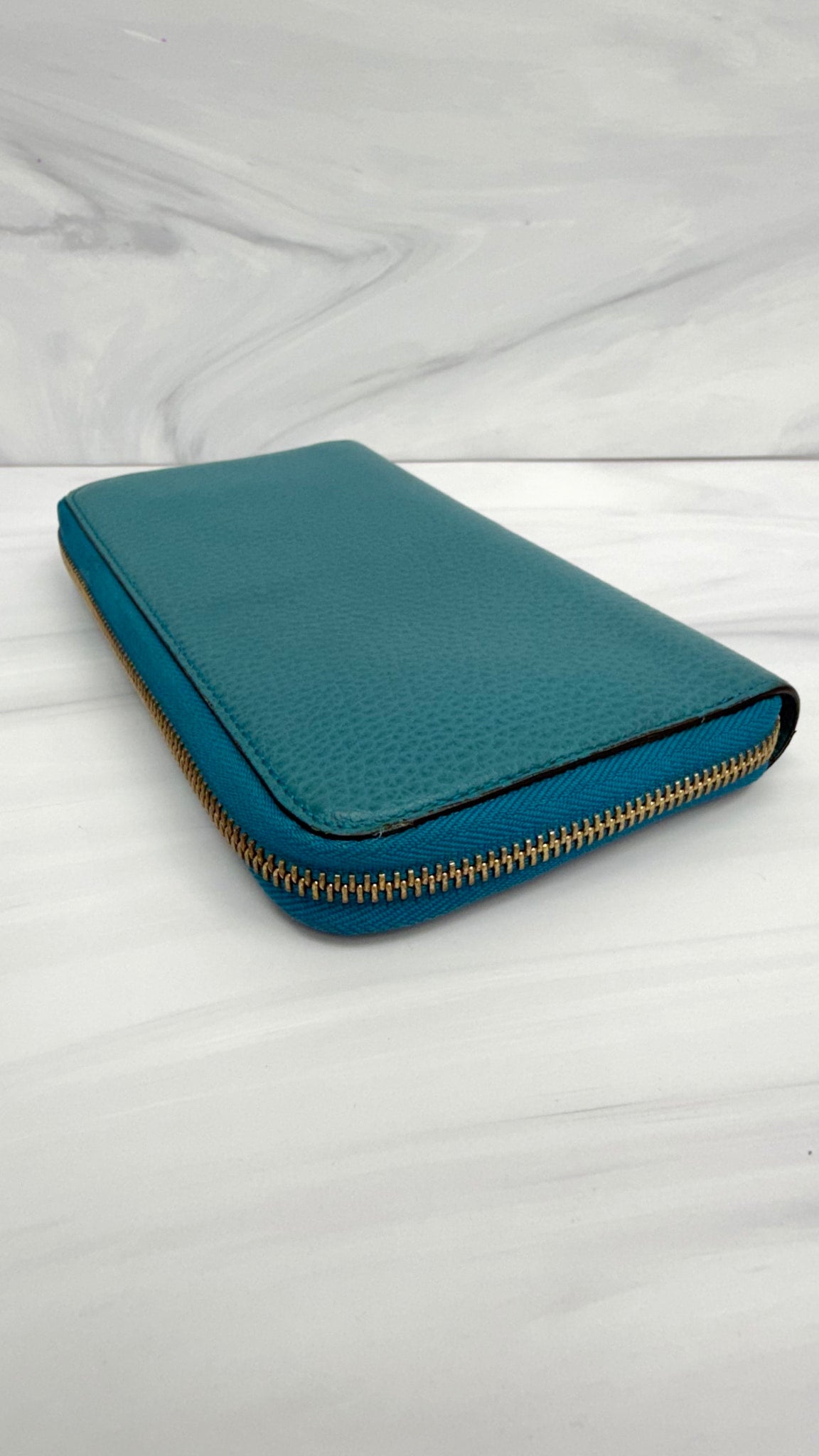 Gucci Blue Leather Long Zippy Wallet