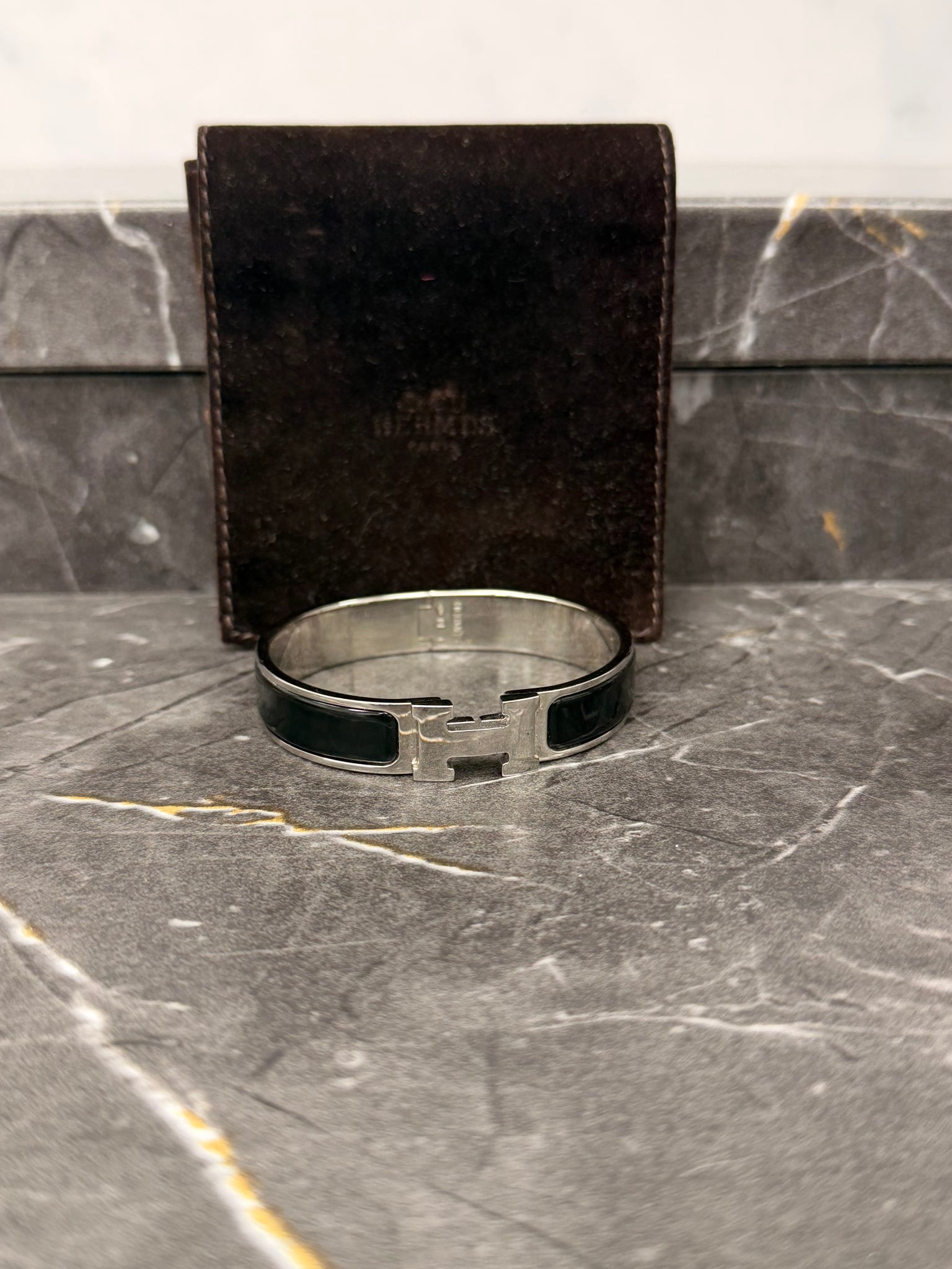 Hermes Black & Silver Click H Bracelet
