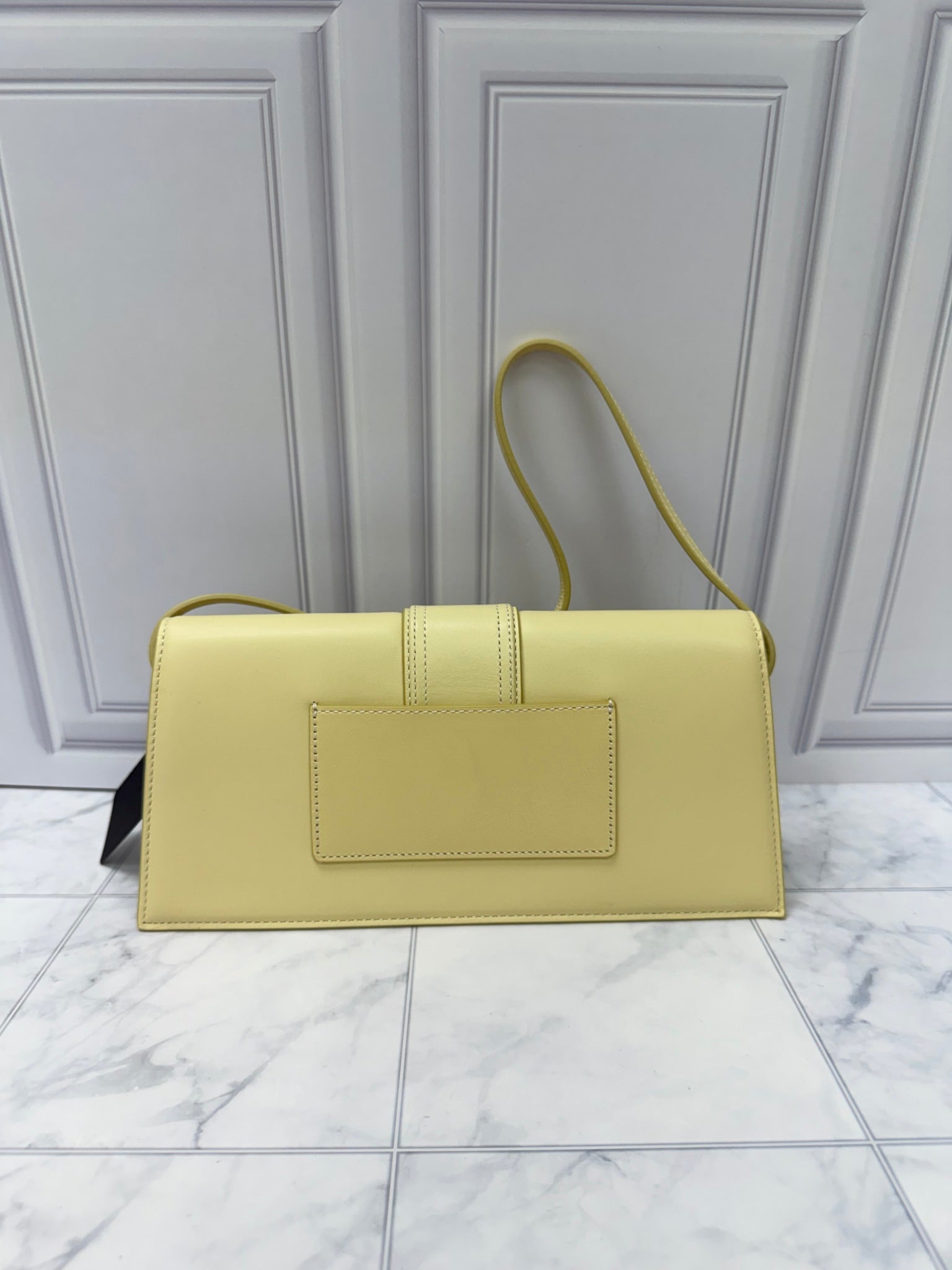 BRAND NEW - Jacquemus Creme Leather Le Bambino Long Shoulder Bag