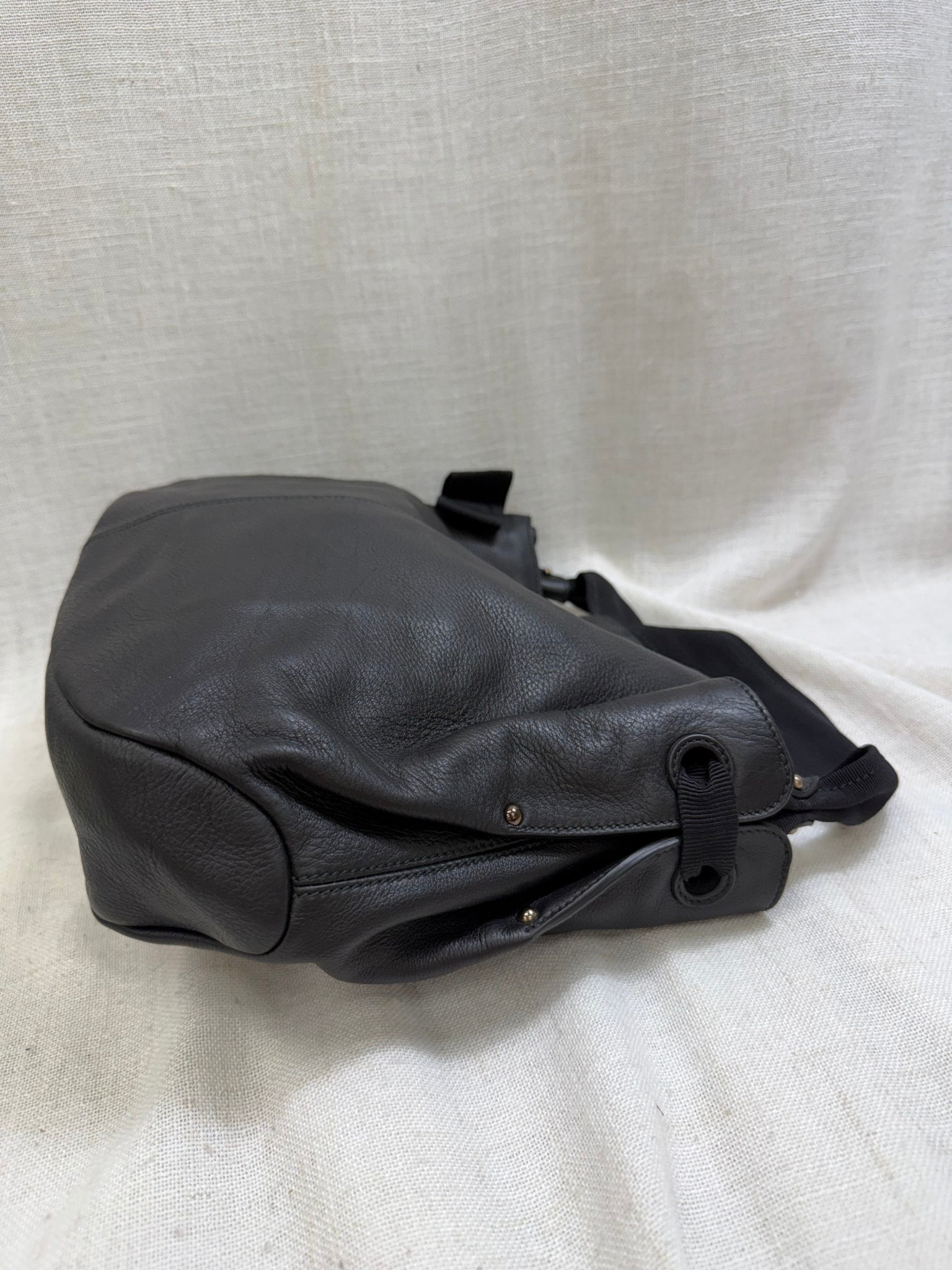 Salvatore Ferragamo Black Leather Vara Bow Hobo Handbag