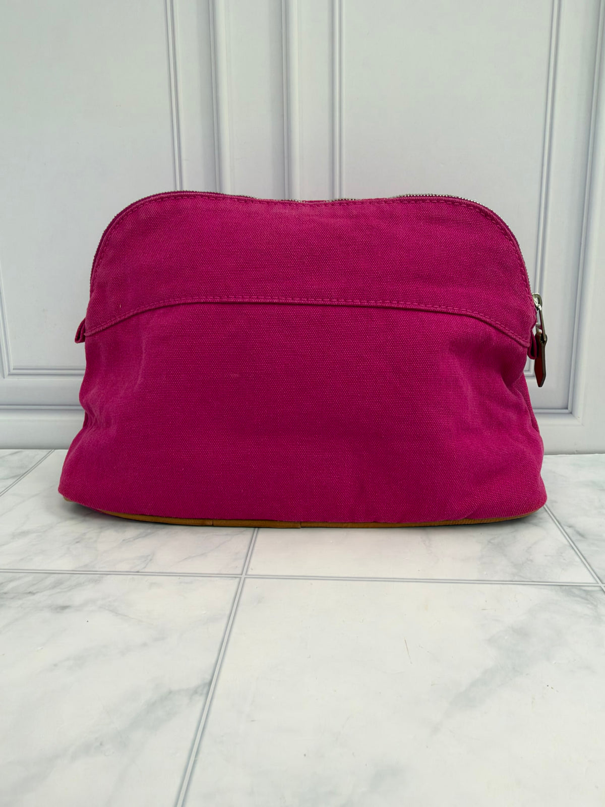 Hermes Pink Canvas Bolide Pouch 