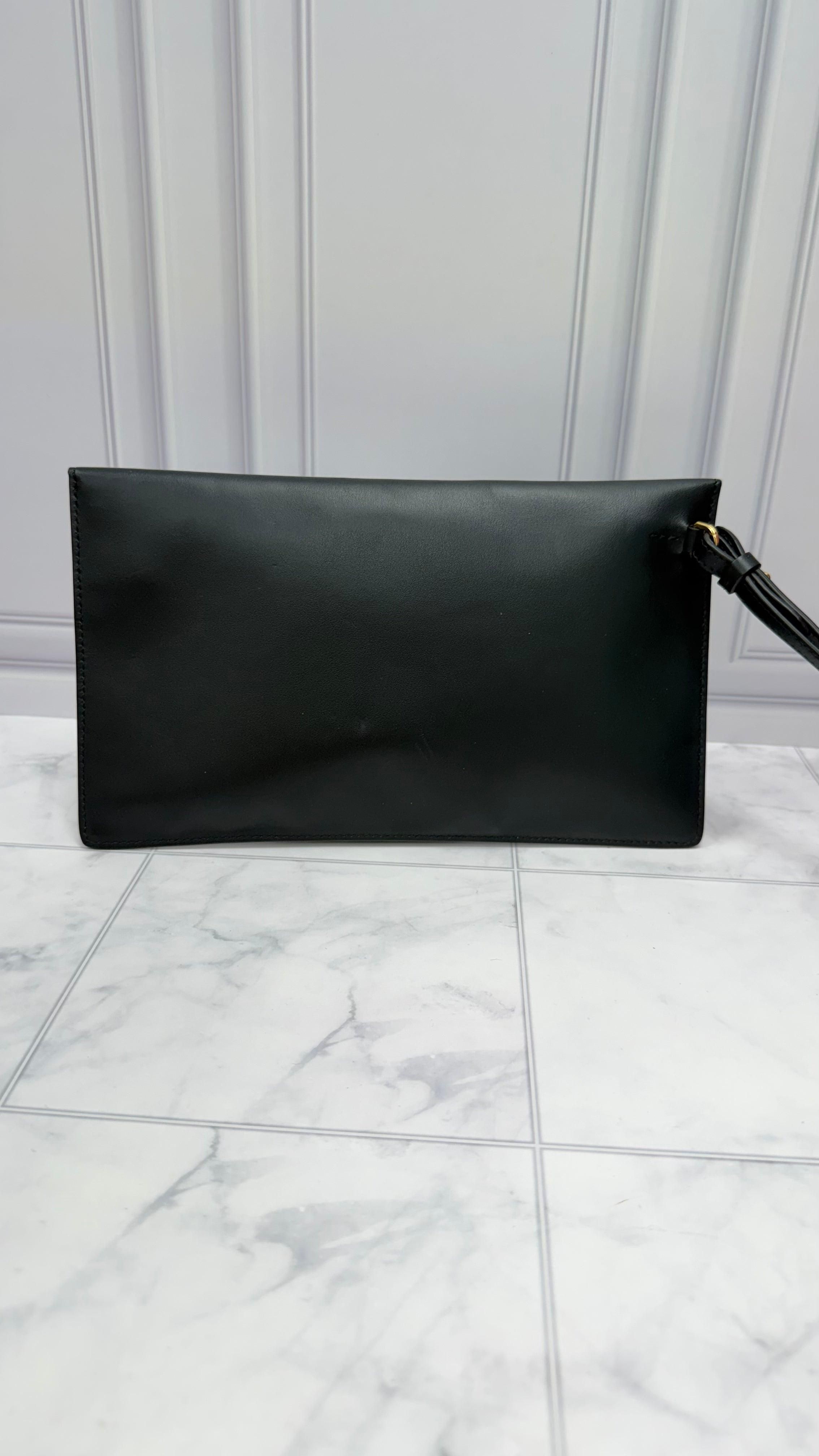 BRAND NEW: Burberry Black Leather & Nova Check Canvas Foldable Tote & Clutch