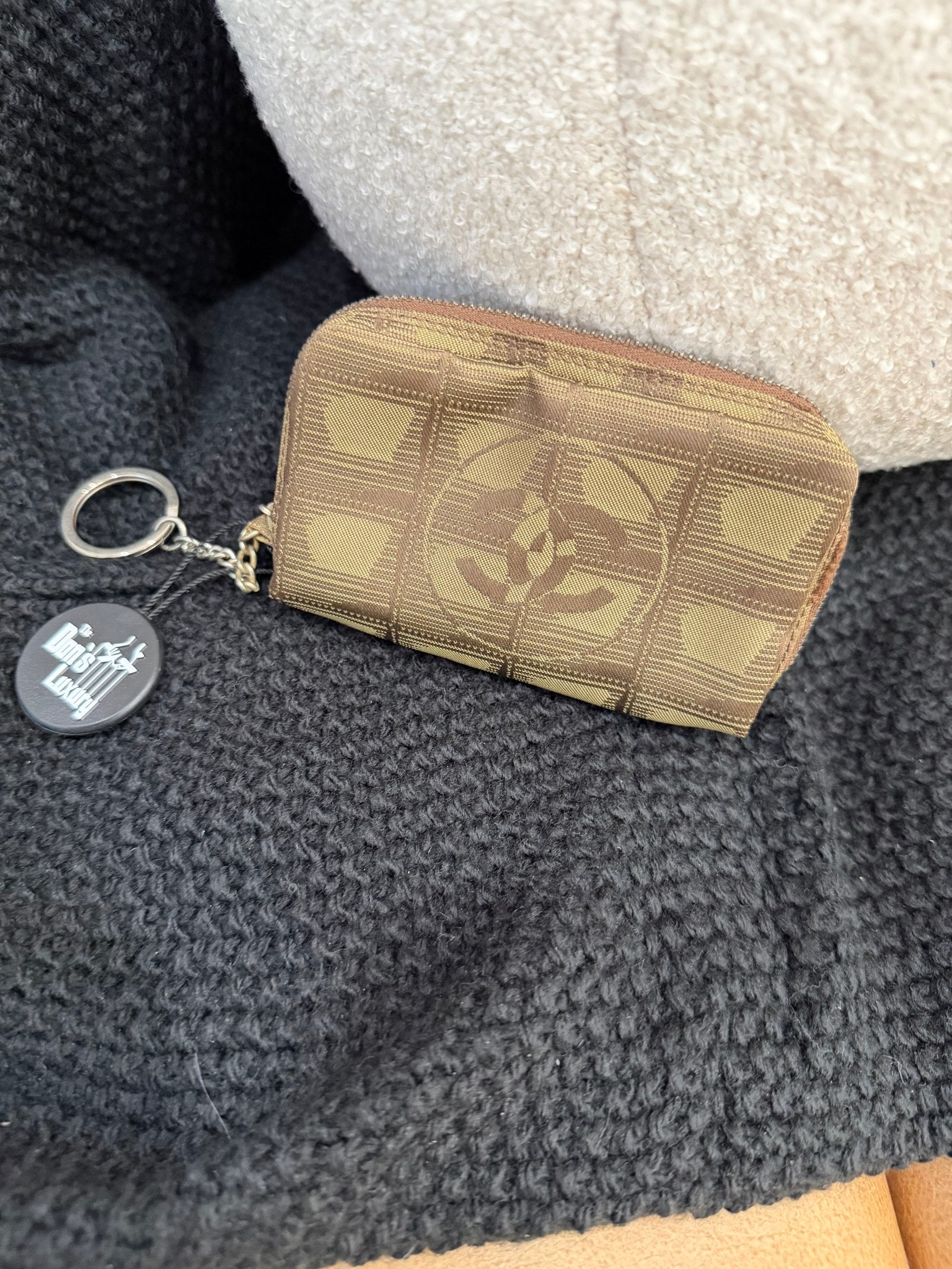 Channel Brown Travel Line Canvas Key Pouch 