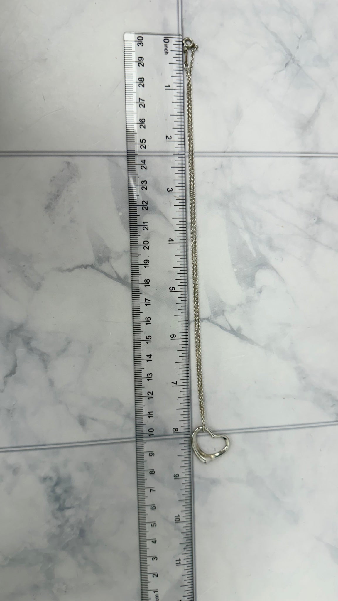 Tiffany & Co Silver Open Heart Pendant Necklace 