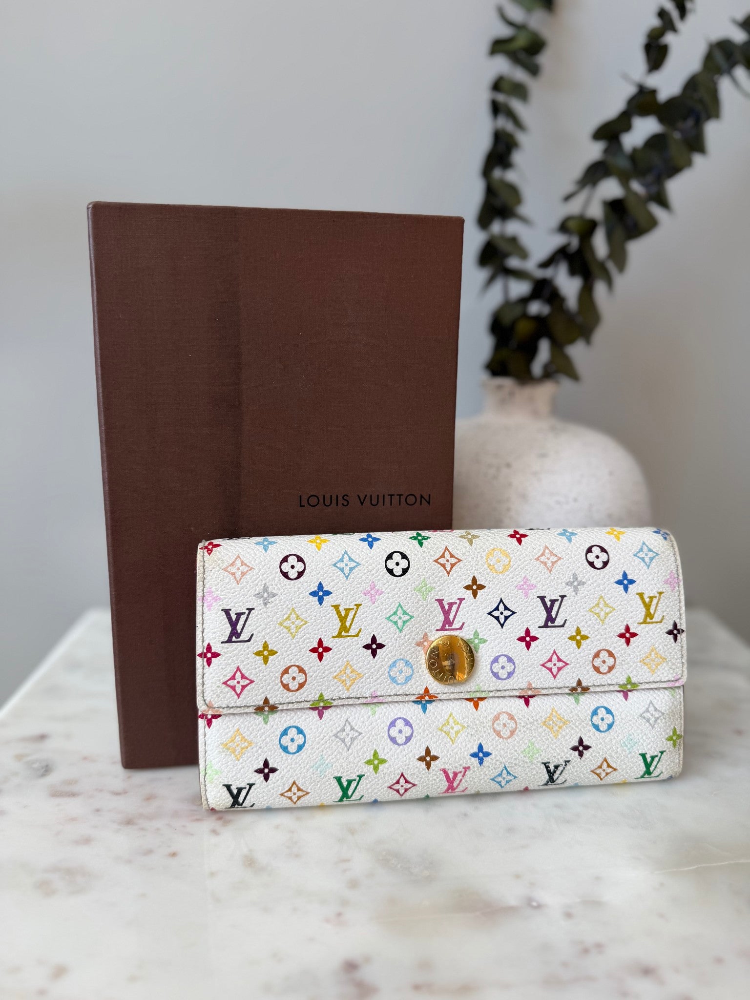 Louis Vuitton White Multicolor Monogram Sarah Wallet