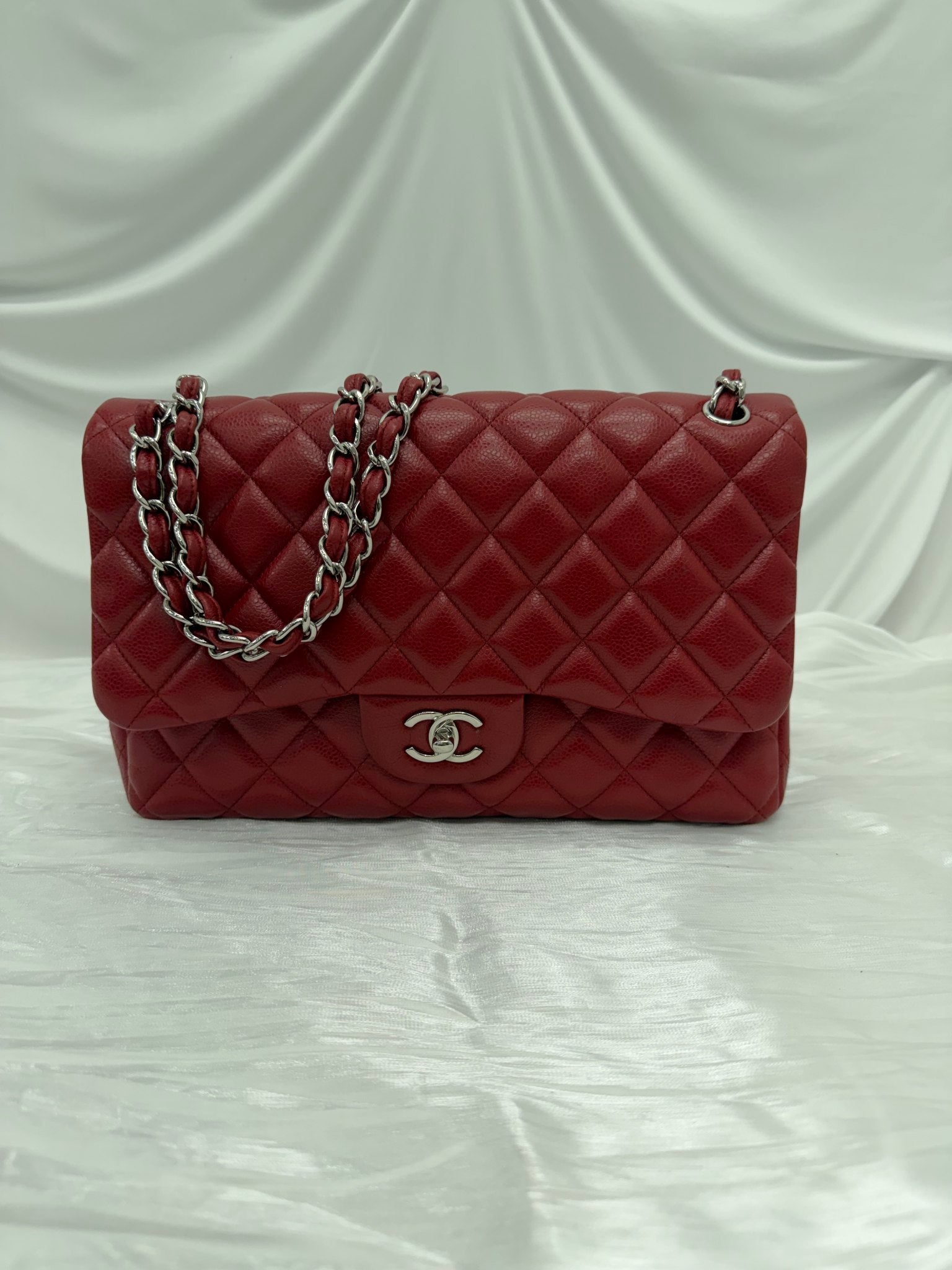 Chanel Red Caviar Jumbo Double Flap Bag