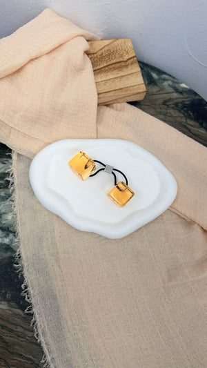 LIKE NEW - Louis Vuitton Orange Translucent Resin Cube Elastic Hair Tie