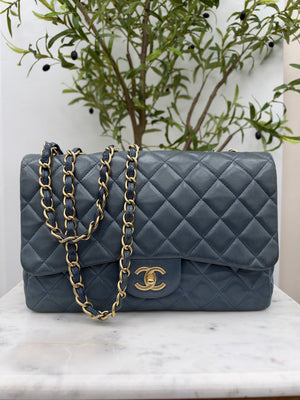 Chanel Teal Quilted Lambskin Jumbo Classic Flap Bag