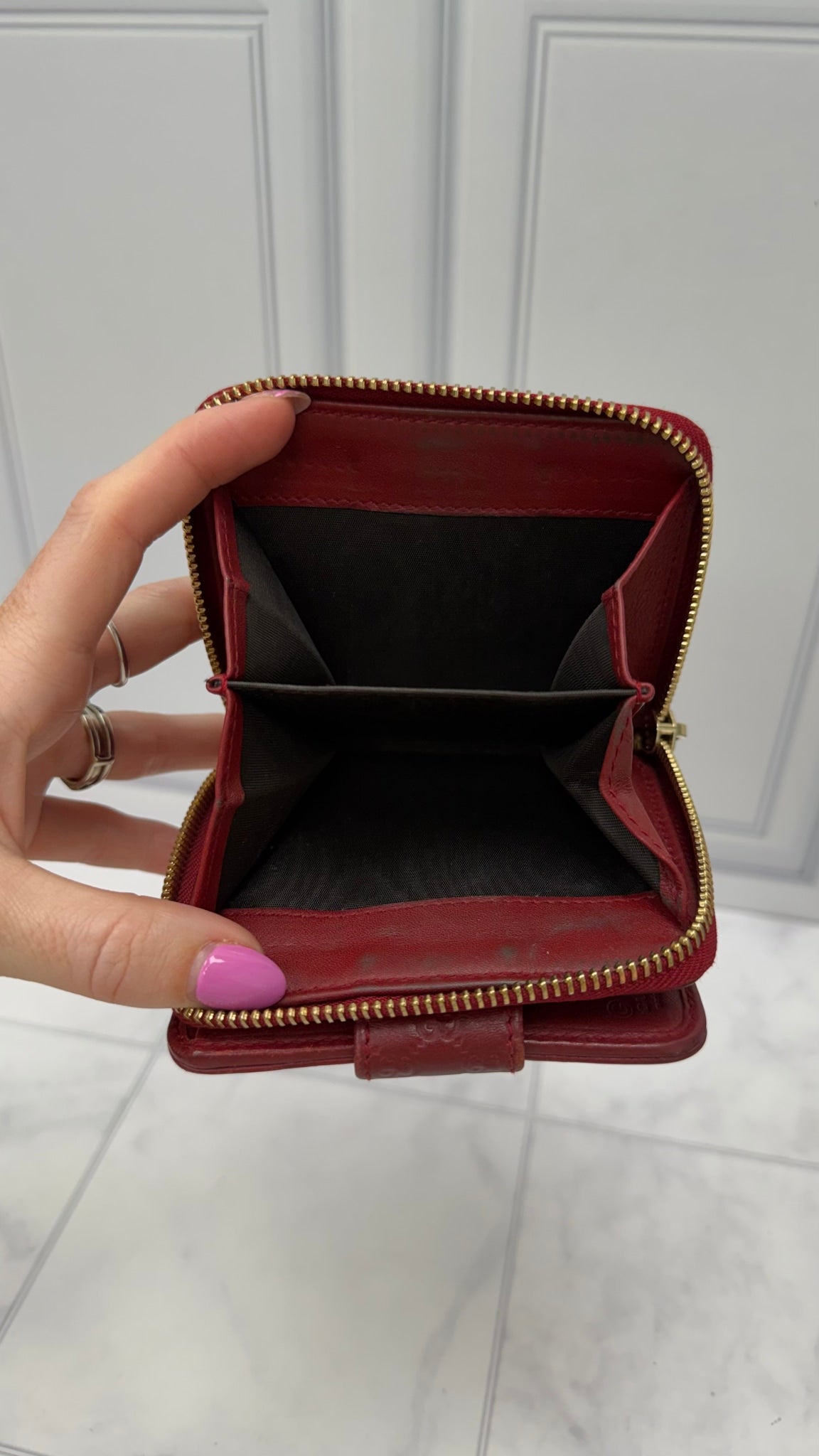 Gucci Red Microguccissima Bifold Compact Zippy Wallet 