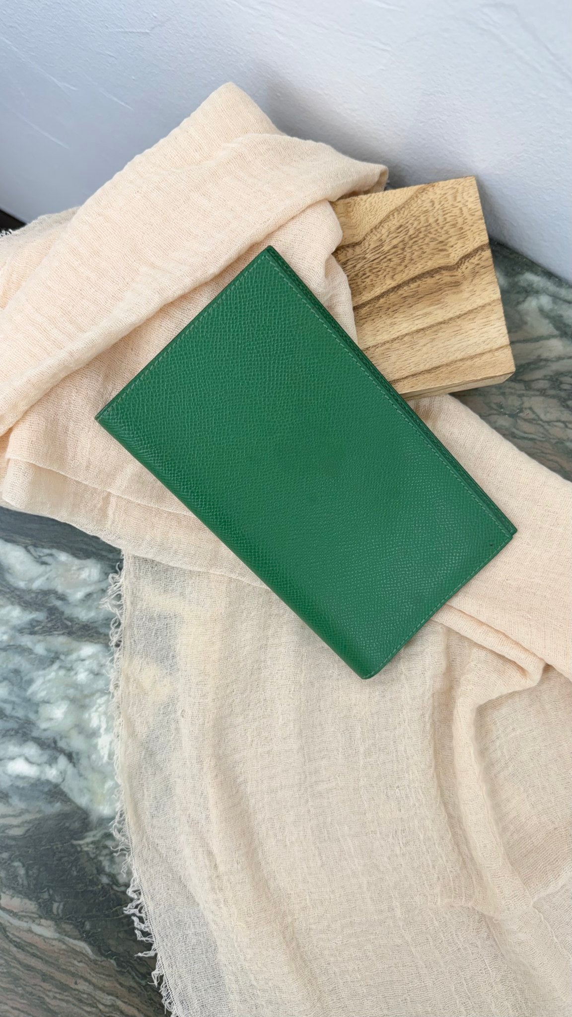 Hermes Green Epsom Leather Agenda Notebook Cover 