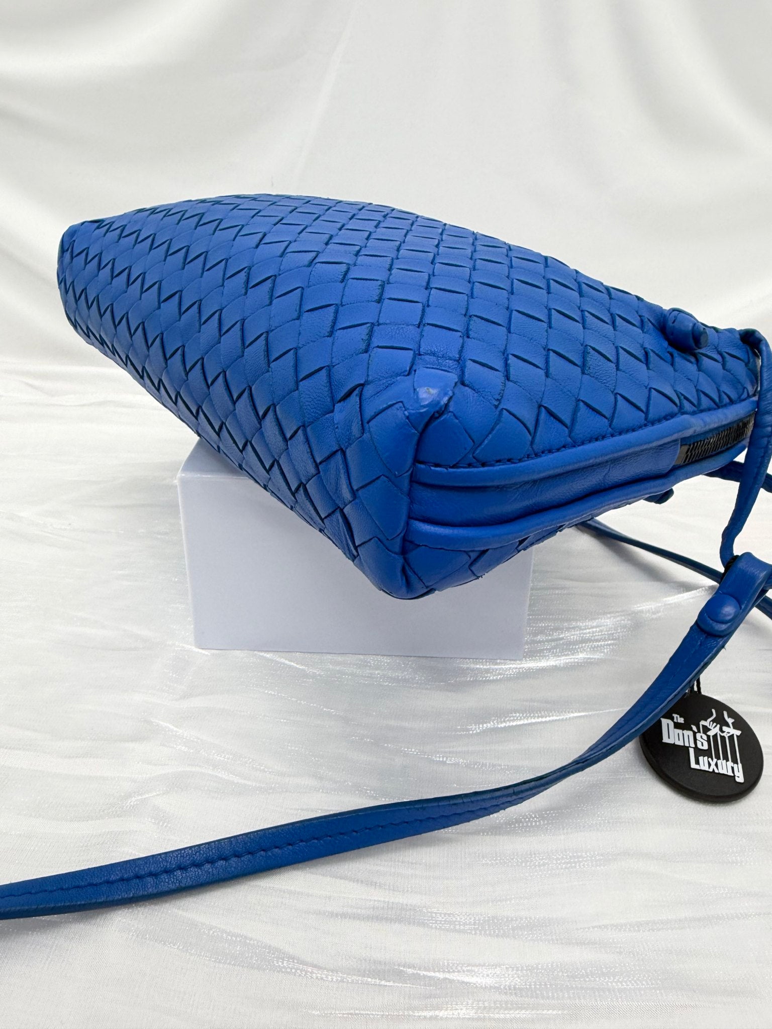 Bottega Veneta Blue Intrecciato Leather Nodini Crossbody 