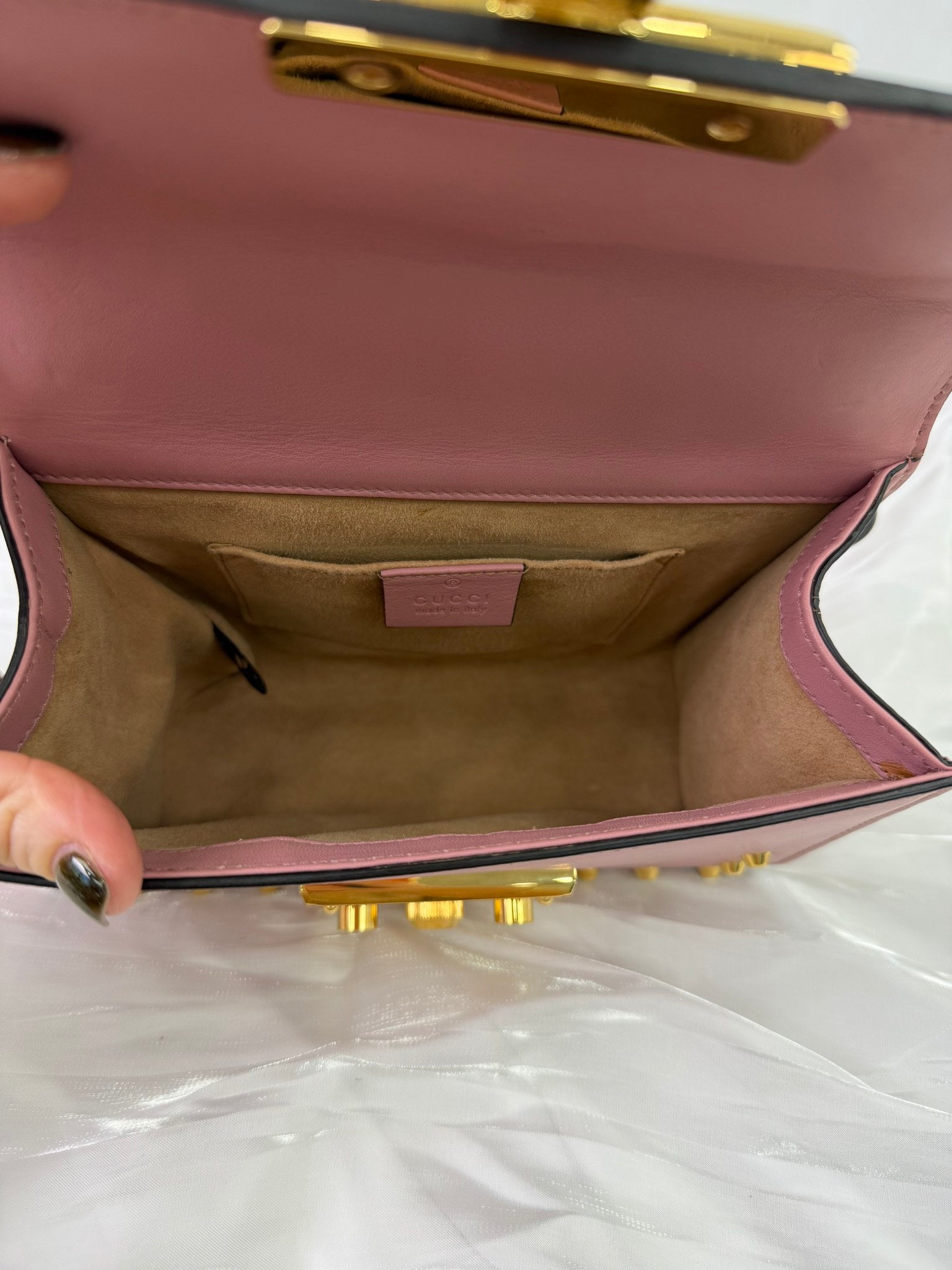 Gucci Pink Leather Studded Padlock Shoulder Bag