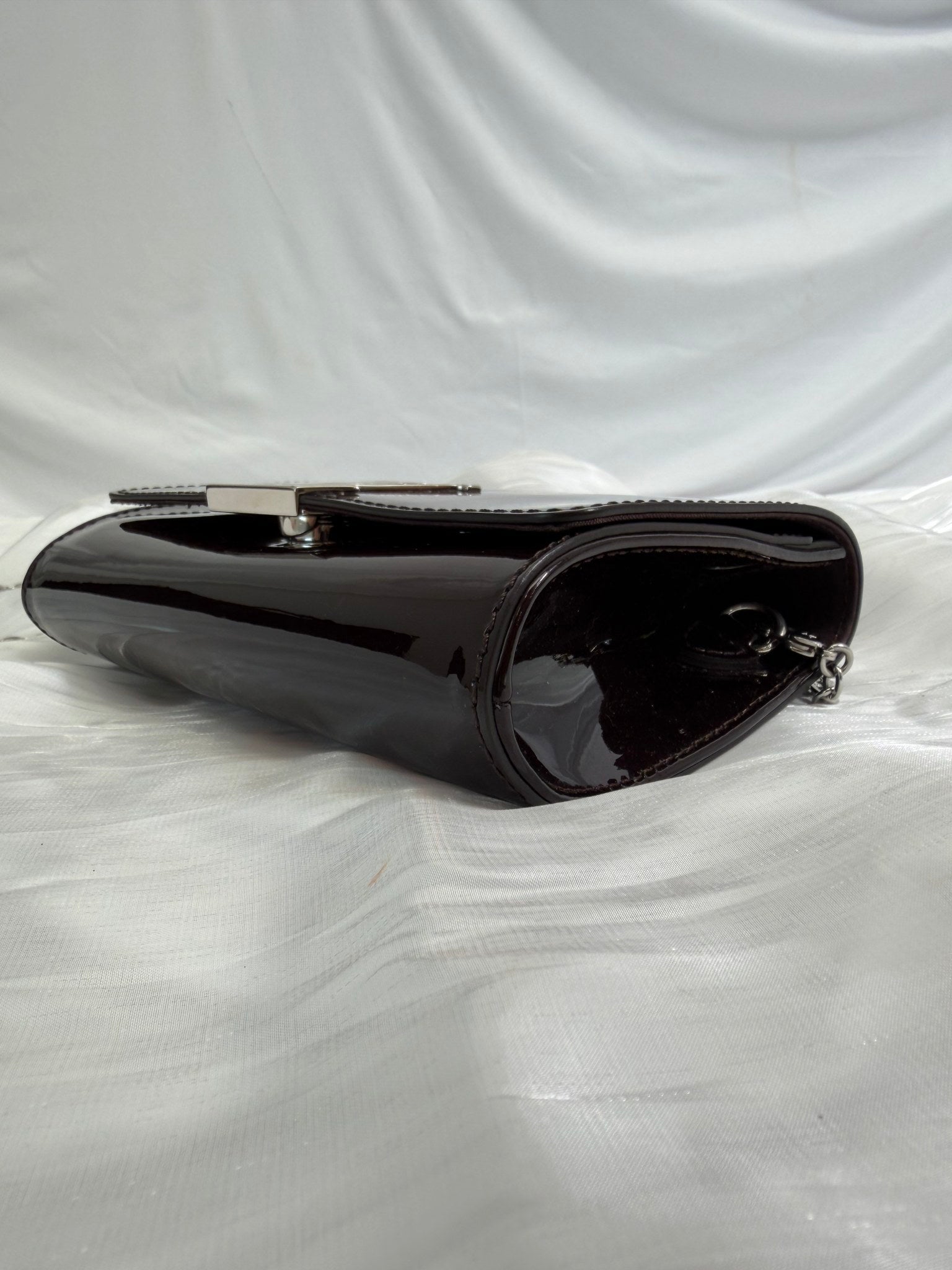 Louis Vuitton Burgundy Patent Leather Louise Chain Clutch PM