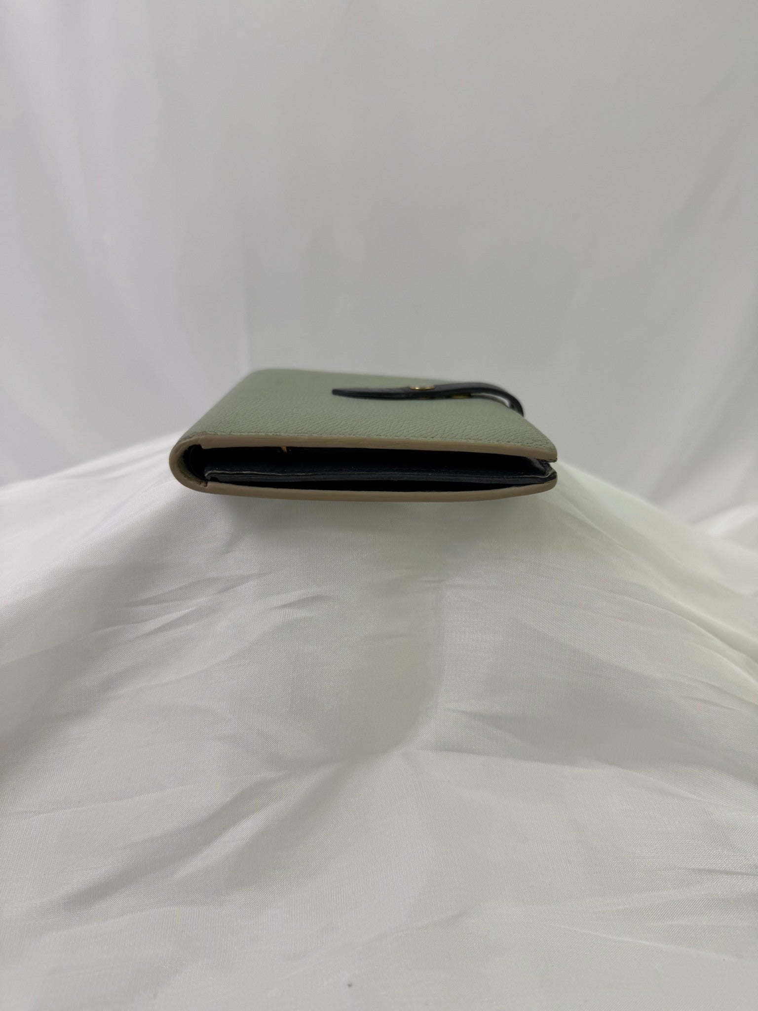 Celine Mint And Navy Leather Medium Strap Wallet