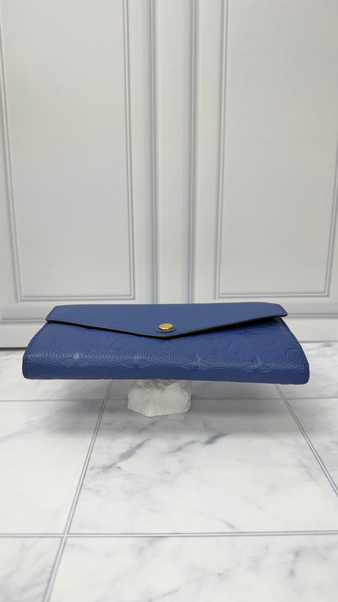 Louis Vuitton Monogram Blue Empreinte Leather Sarah Wallet