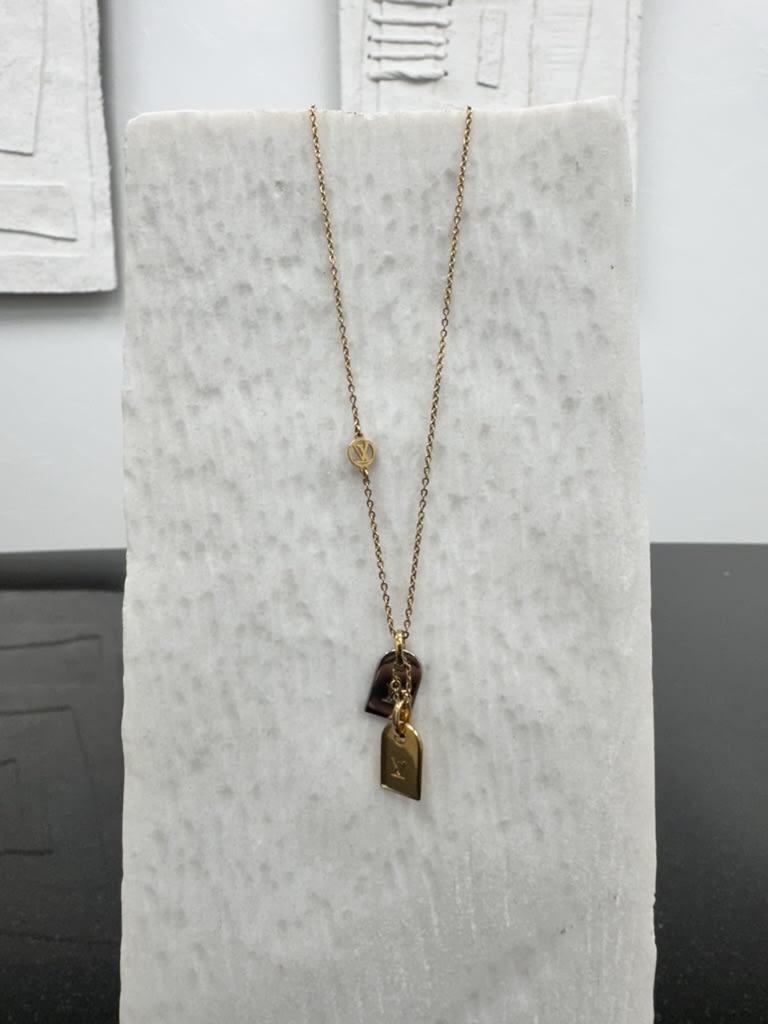 Louis Vuitton Two Tone Nanogram Name Tag Necklace