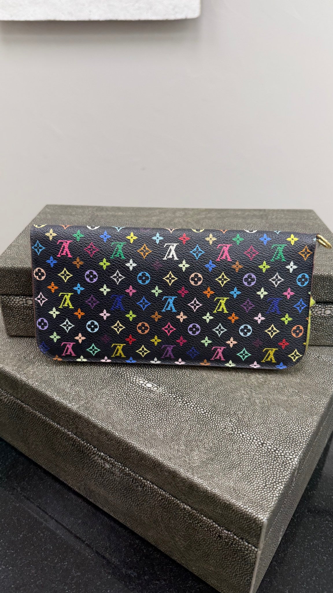 Louis Vuitton Black Multicolor Monogram & Green Insolite Wallet