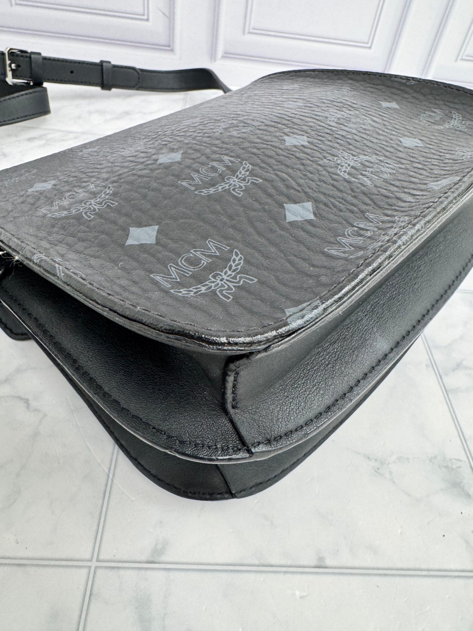 MCM Black Visetos Monogram Patricia Crossbody Bag