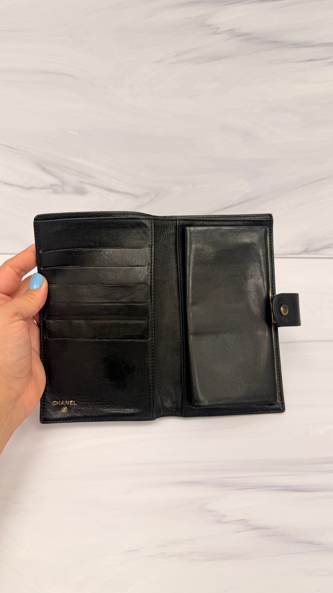 Chanel Black Caviar Leather CC Wallet 