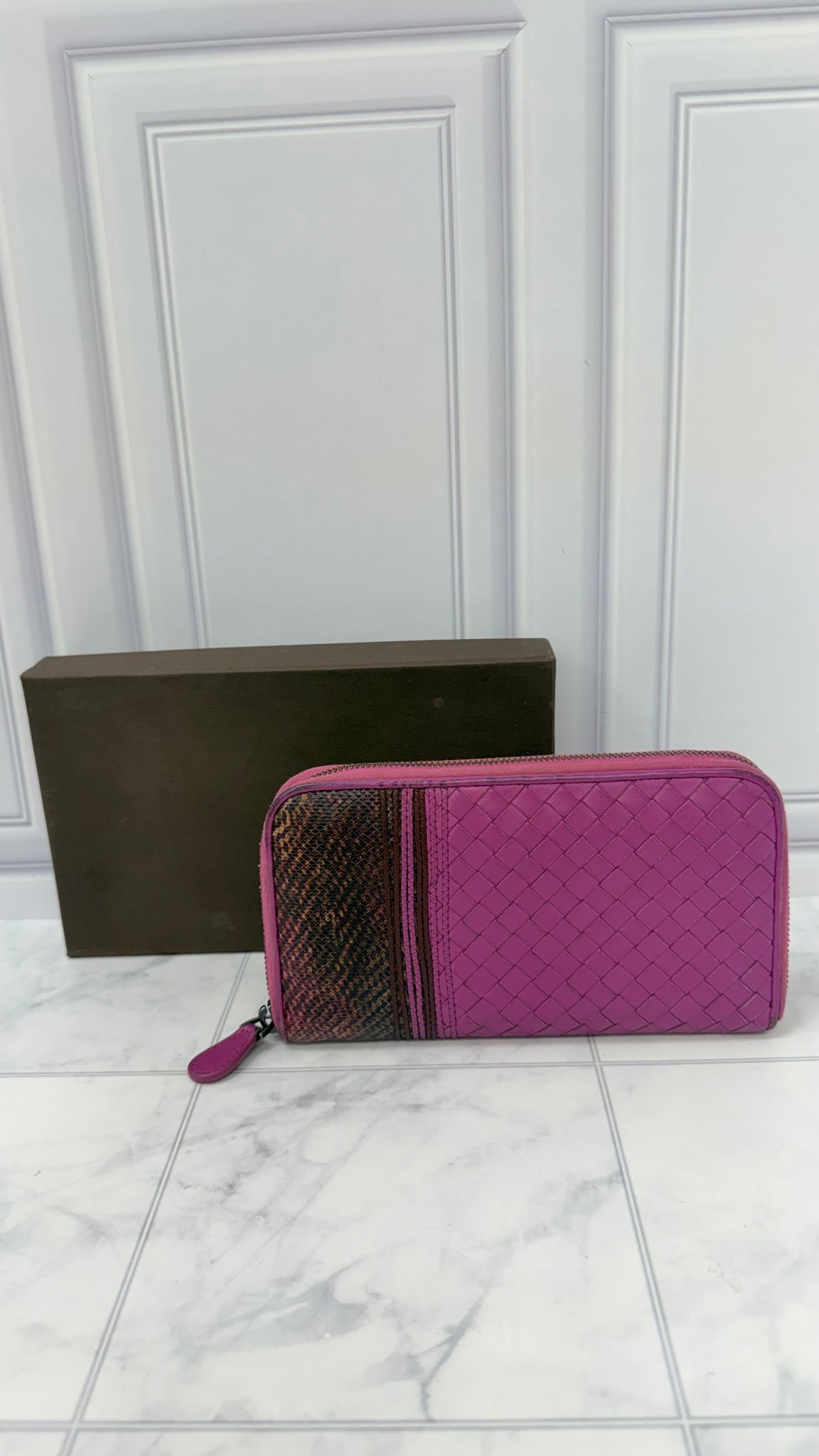 Bottega Veneta Purple Intrecciato Leather Zippy Wallet 
