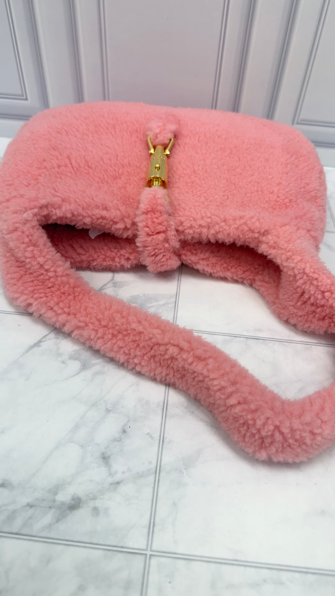 Gucci Pink Shearling Small 1961 Jackie Crossbody & Shoulder Bag