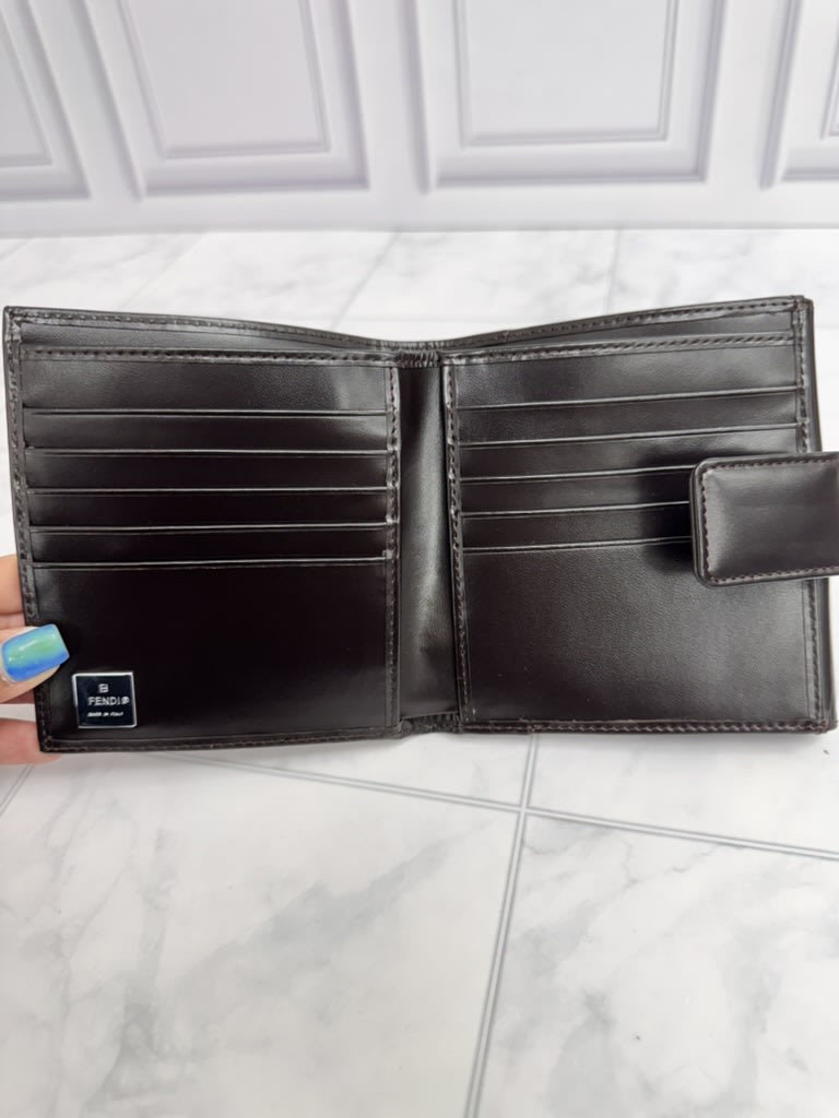 Fendi Brown Zucca Canvas And Leather Compact Wallet