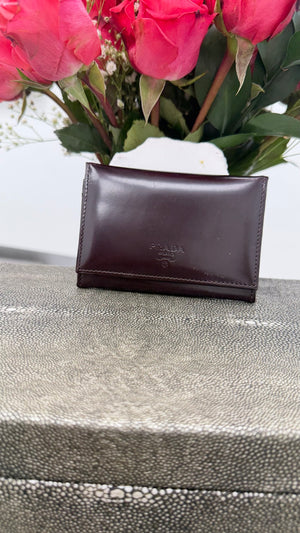 Prada Brown Patent Leather Card Case