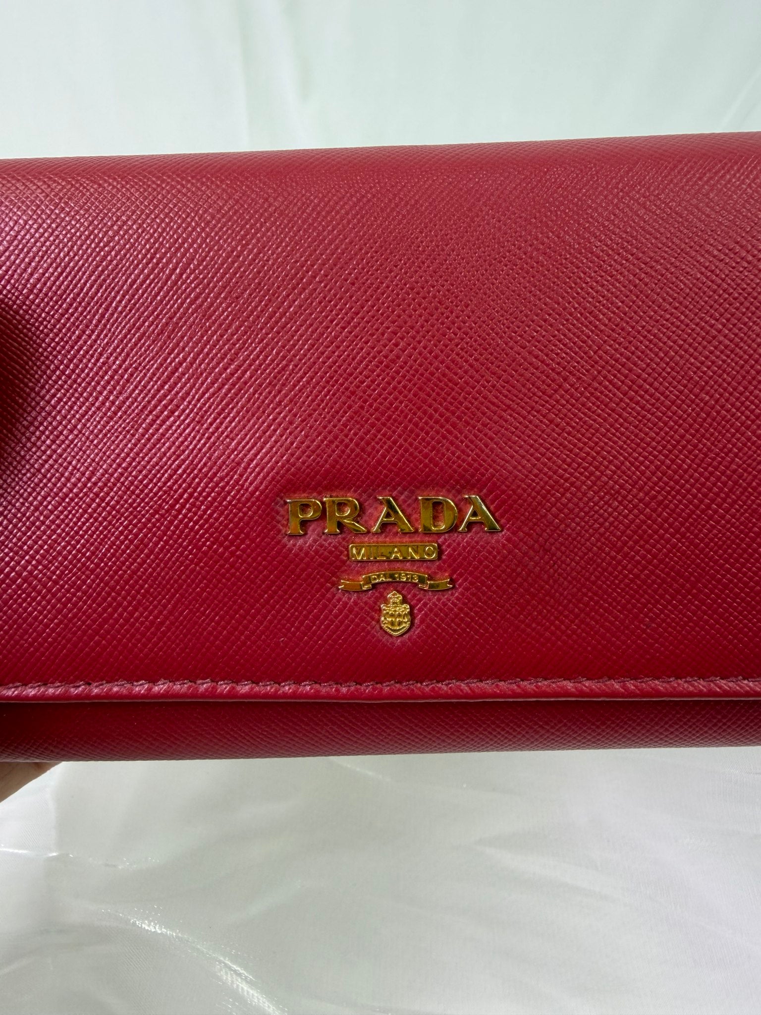 Prada Pink Saffiano Leather Long Snap Wallet