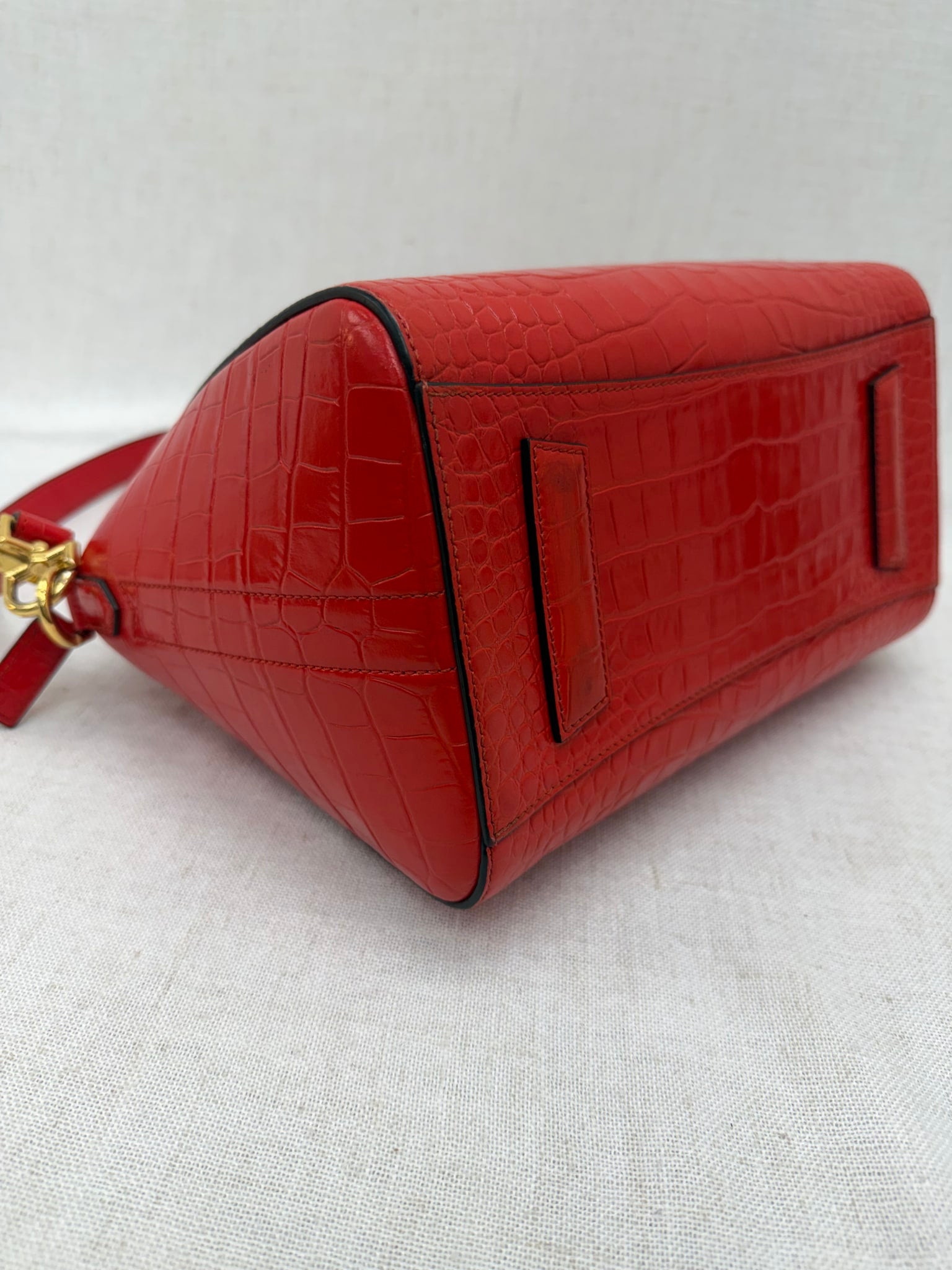 Givenchy Red Crocodile Embossed Small Antigona Bag