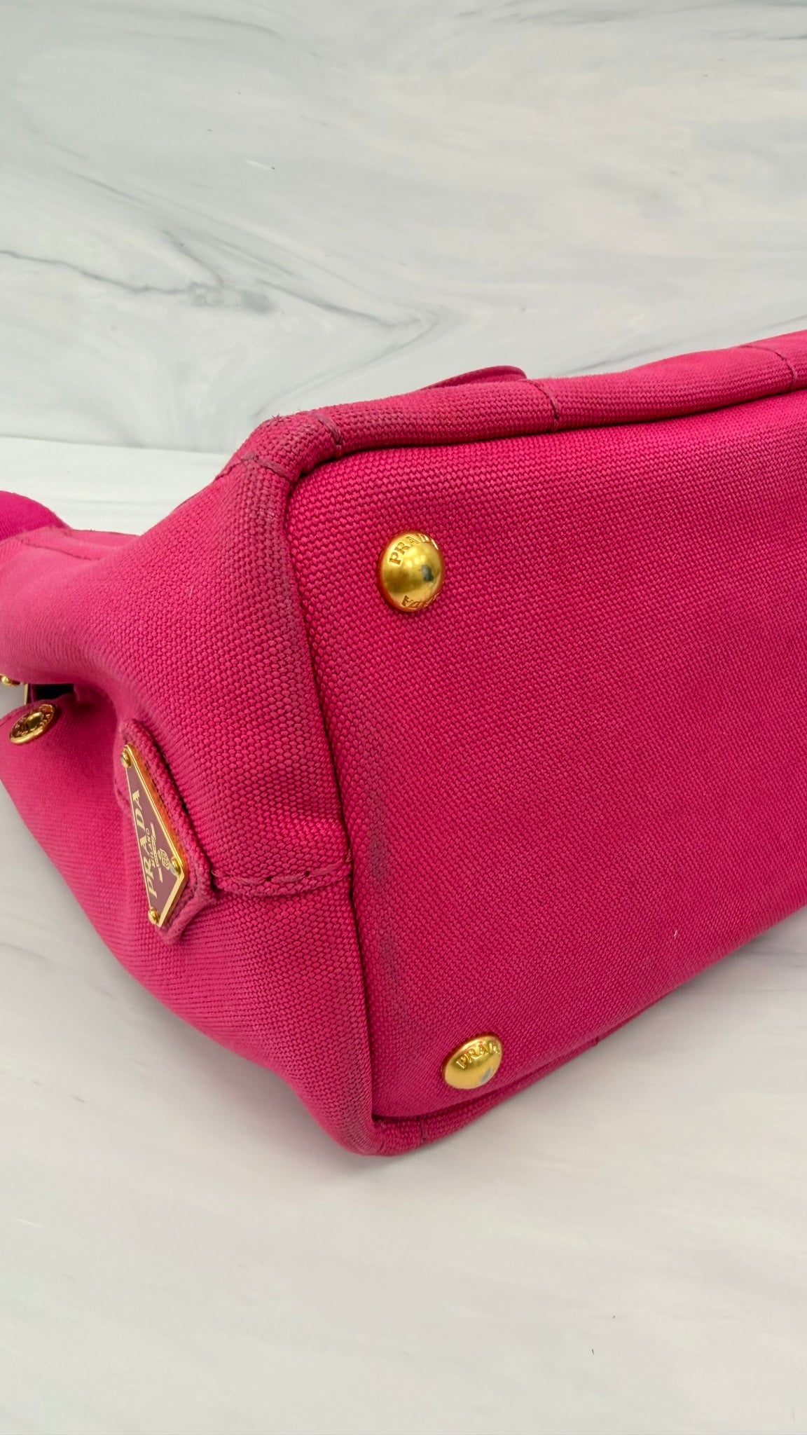 Prada Fuchsia Canvas Canape Small 2Way Tote Bag