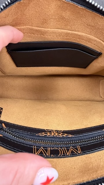 MCM Black & Orange Coated Canvas Pouch