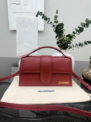 BRAND NEW - Jacquemus Burgundy Leather Le Grand Bambino 2Way Handbag