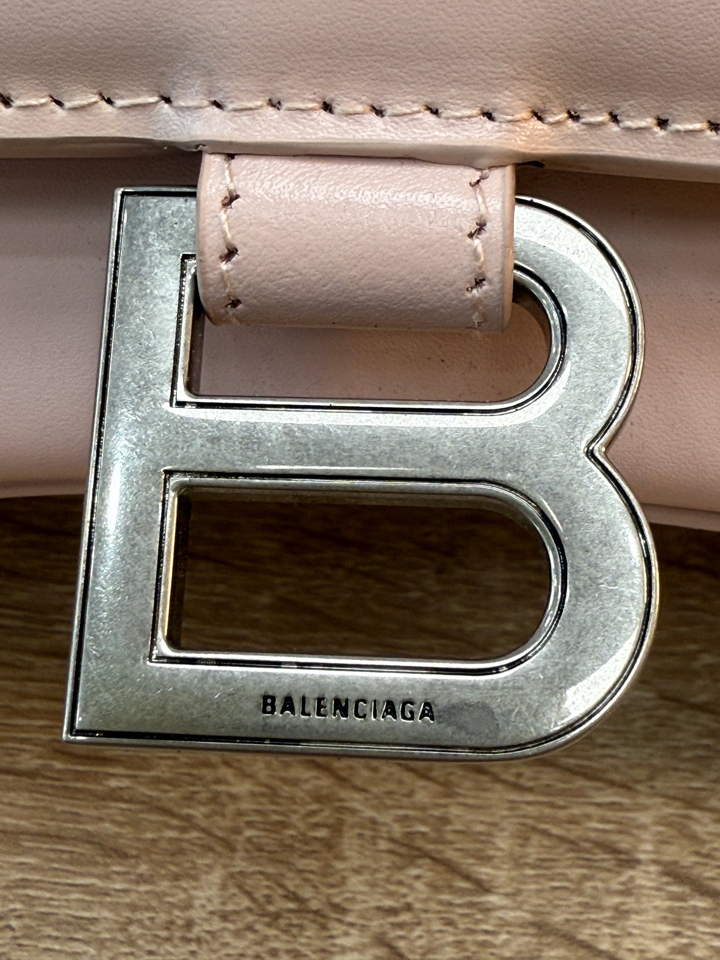 Balenciaga Pink Calfskin Small Hourglass Top Handle Bag