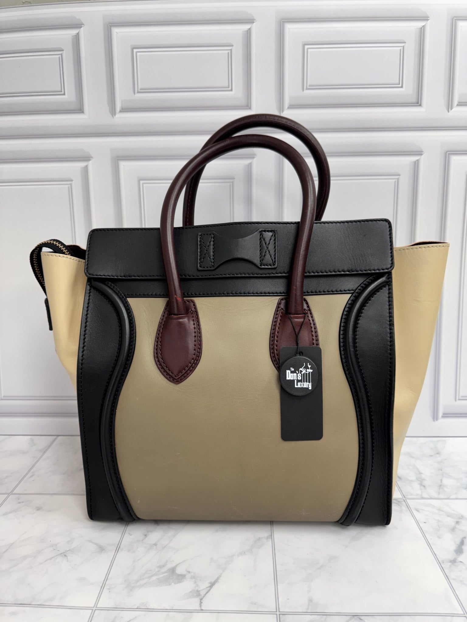 Celine Tricolor Leather Mini Luggage Tote