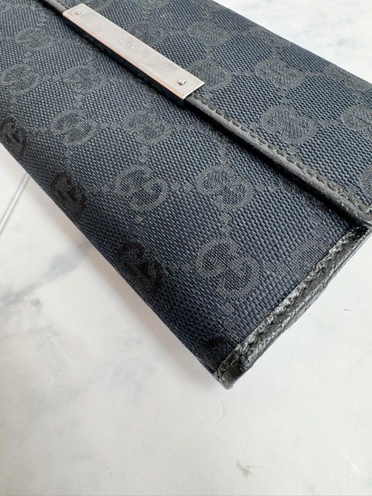 Gucci Black GG Supreme Canvas Long Wallet