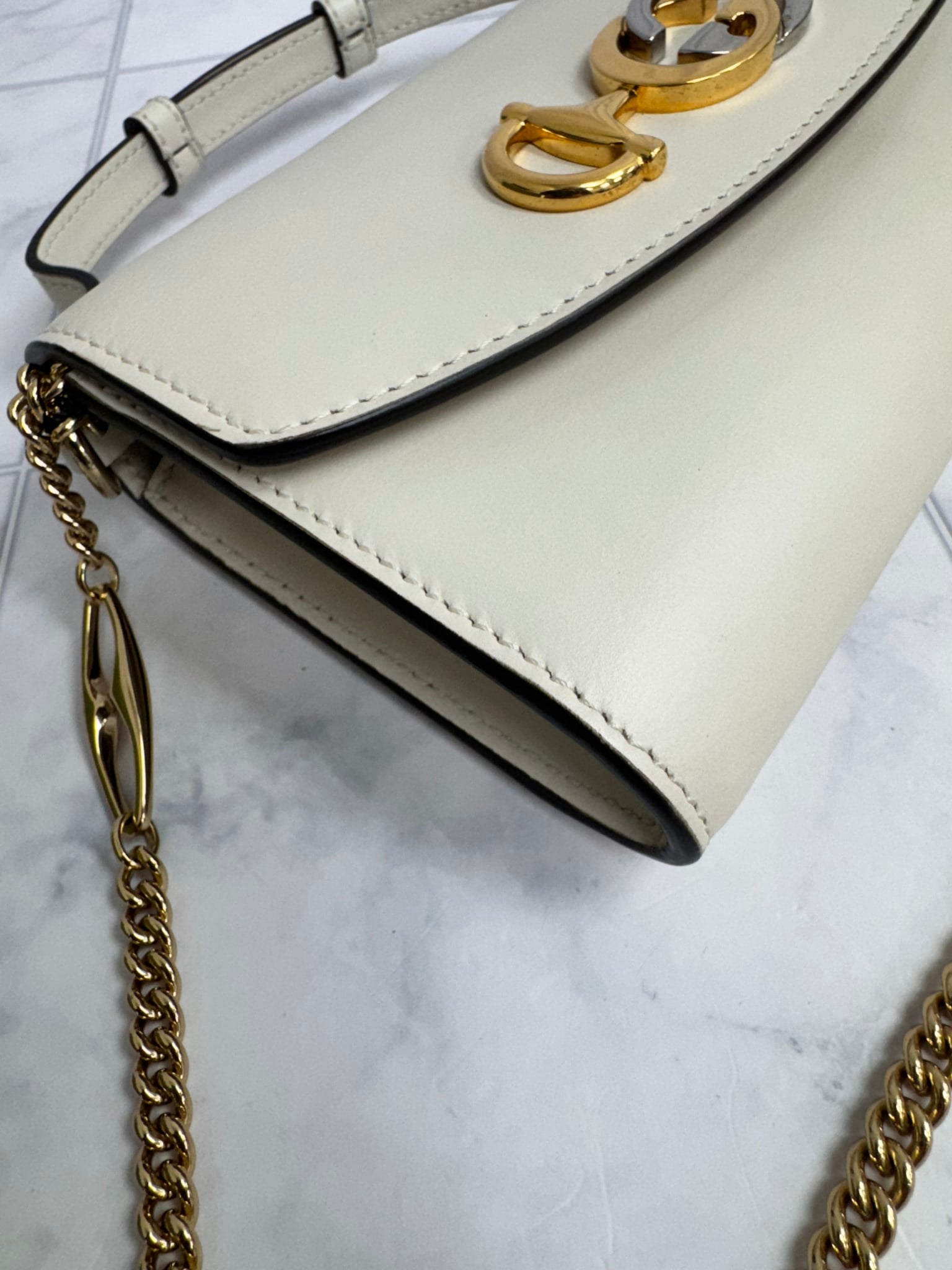 Gucci White Leather Zumi Mini 2Way Bag