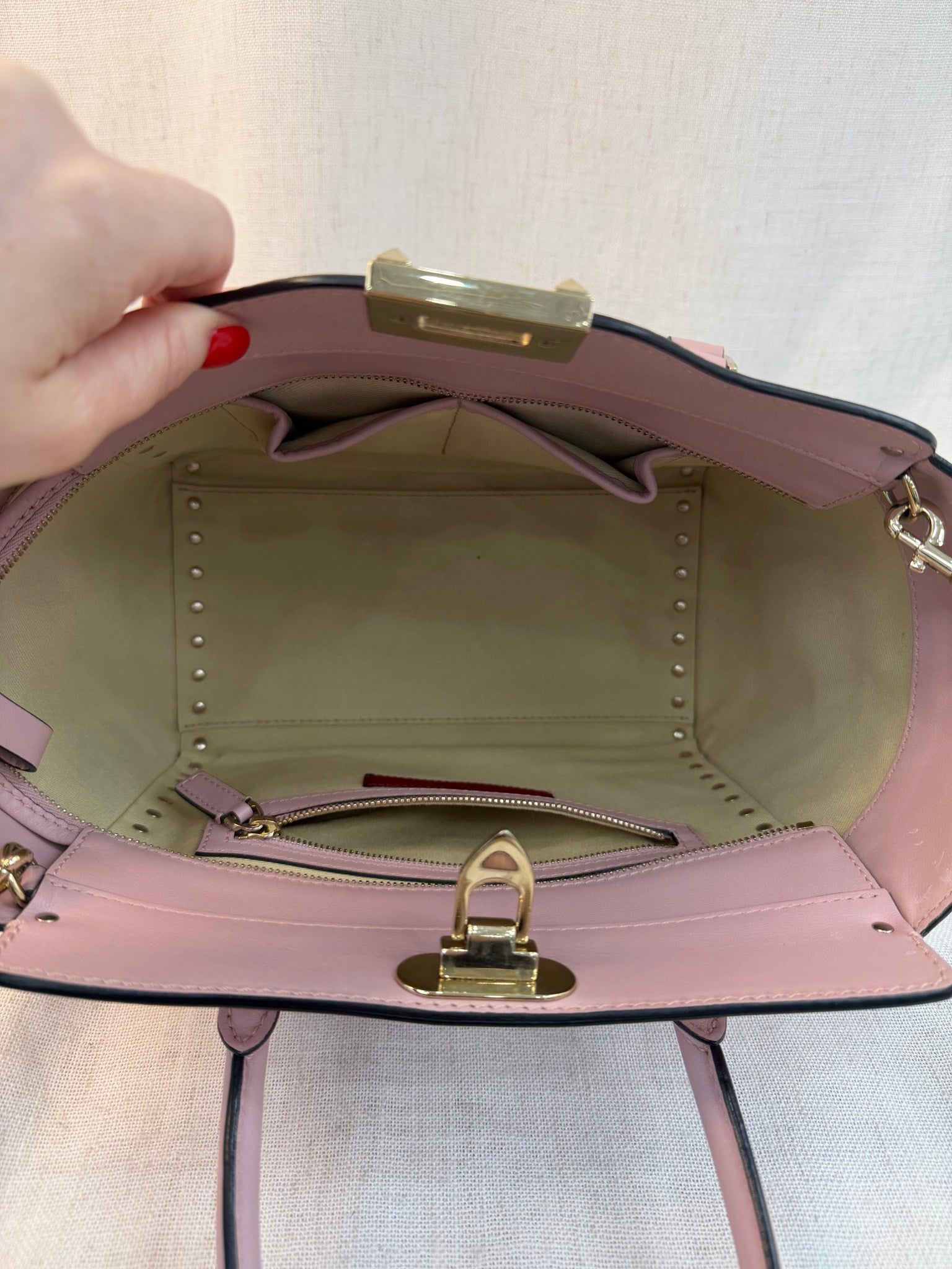 Valentino Light Pink Rockstud Two Way Tote Bag