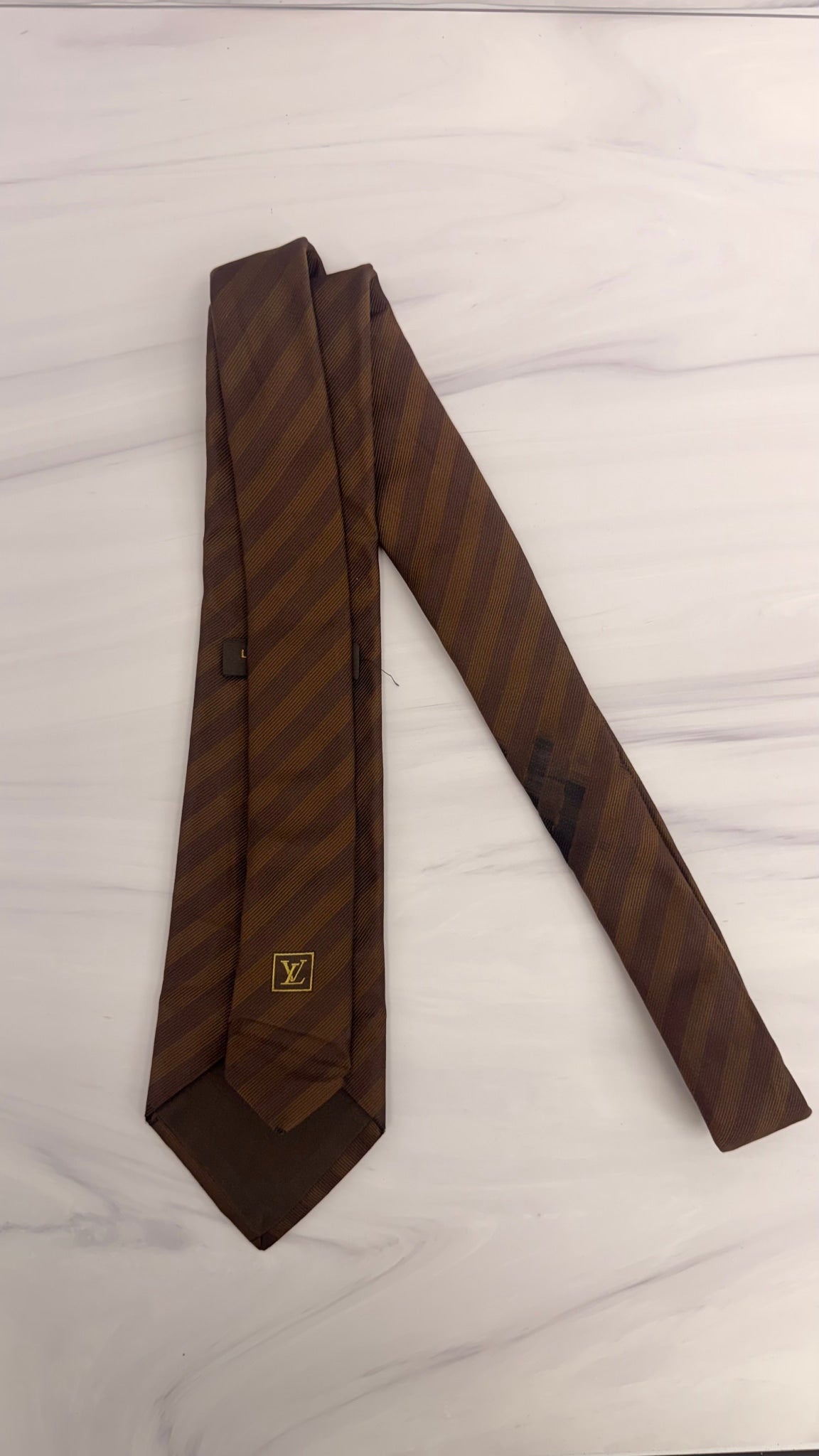 Louis Vuitton Brown Silk Tie 